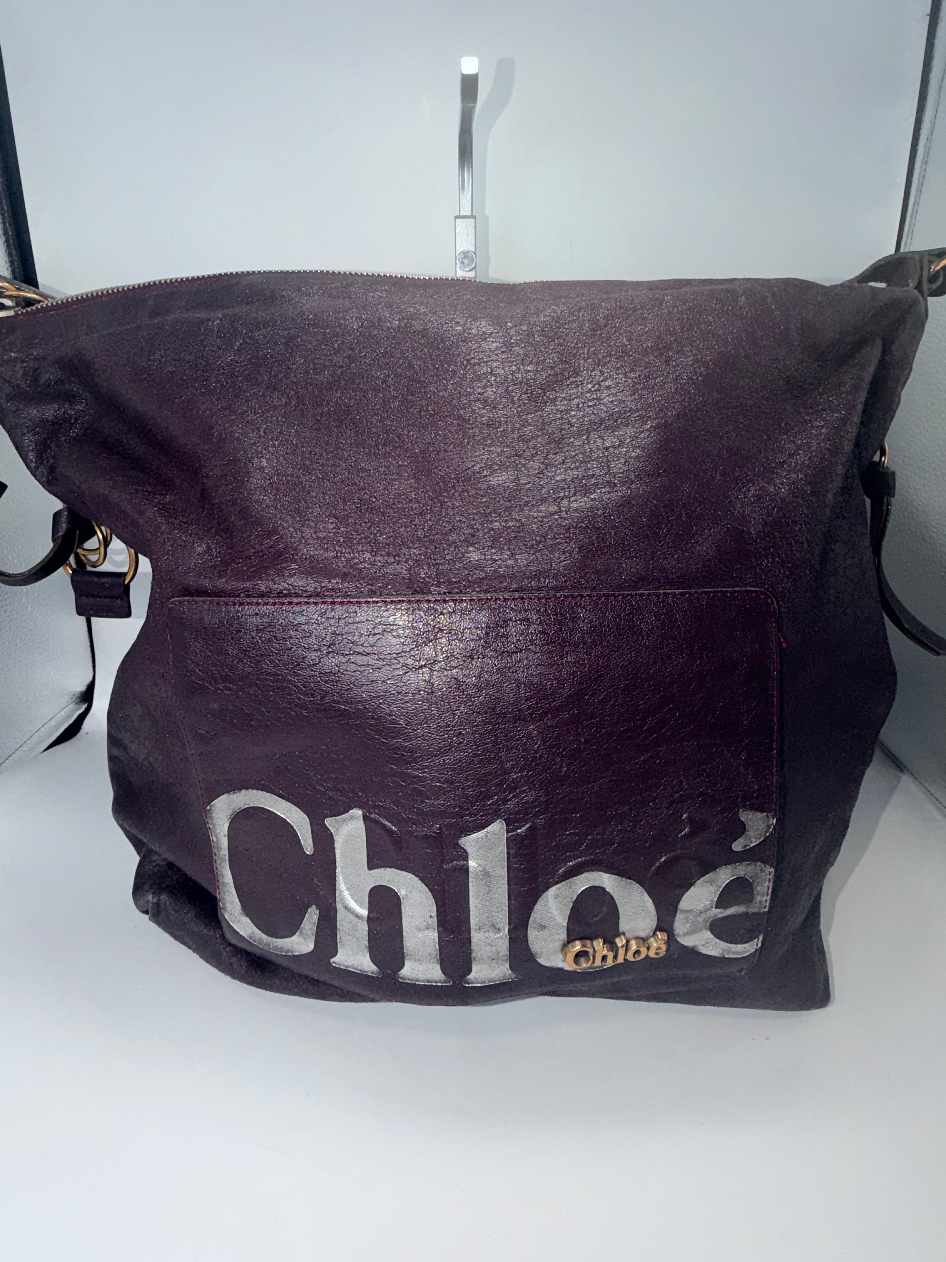 Chloé Large Logo Leather Shoulder Bag