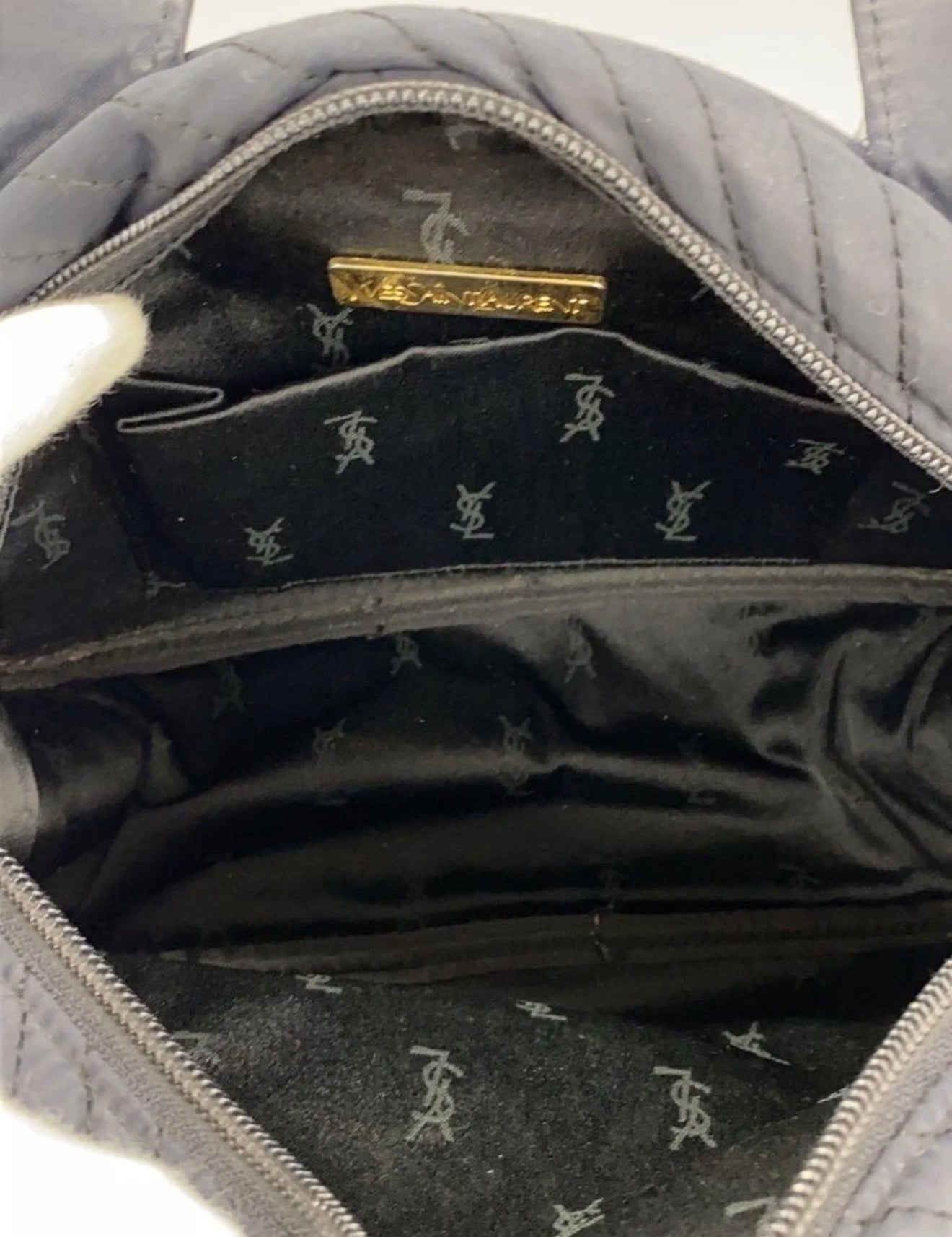 Yves Saint Laurent YSL Black Nylon Quilted Mini Tote Bag