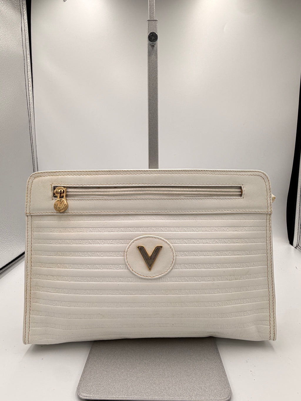 Valentino White Logo Clutch