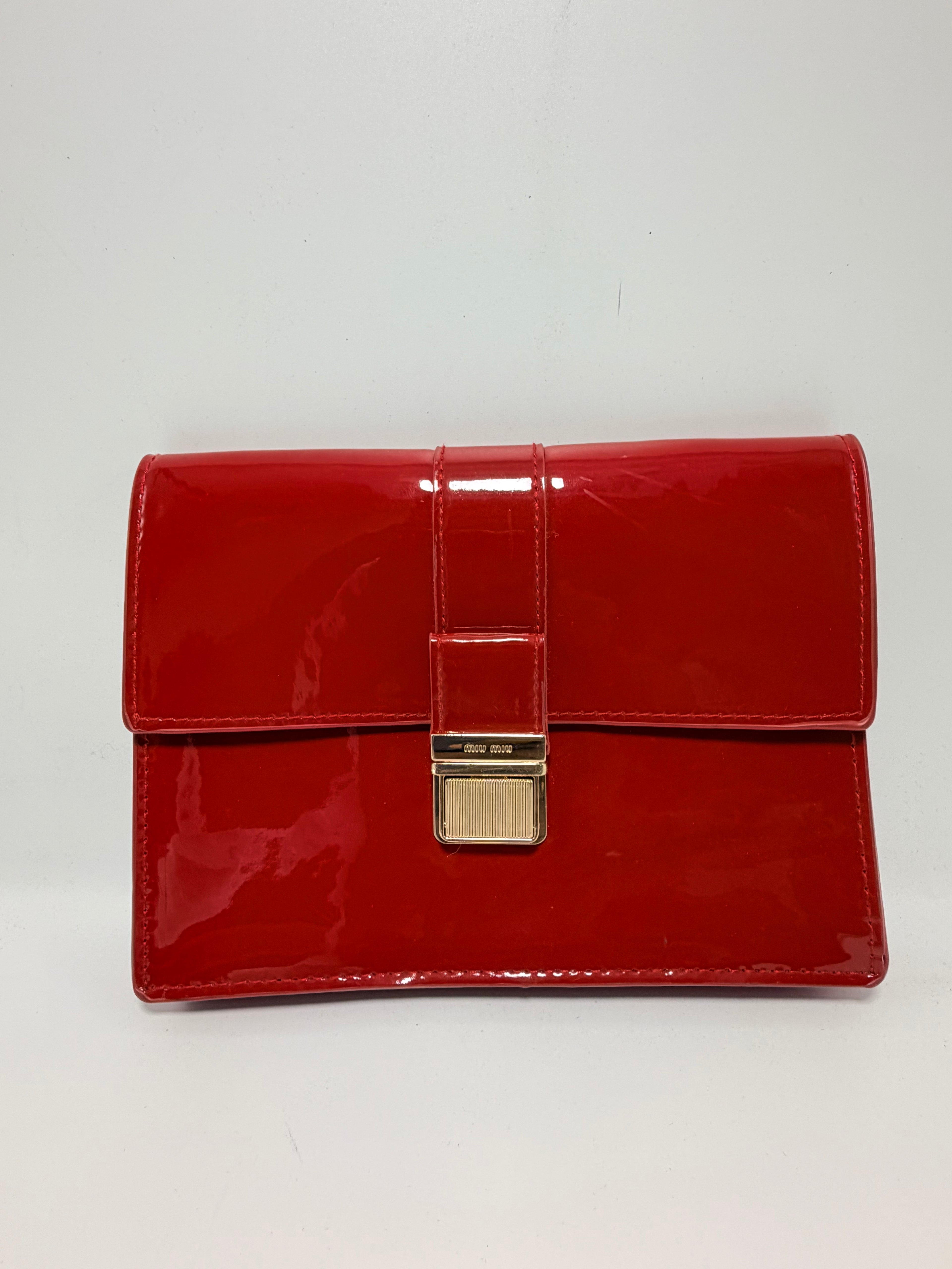 MIU MIU Red Patent Leather Clutch – High Gloss Statement