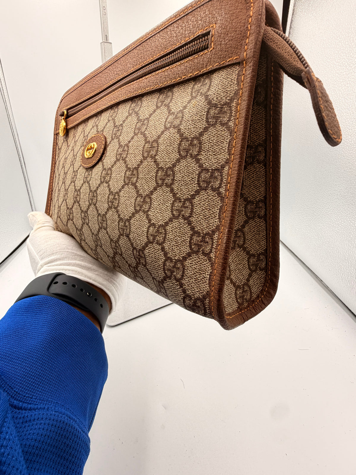 Gucci GG Supreme Monogram Clutch / Toiletry Bag