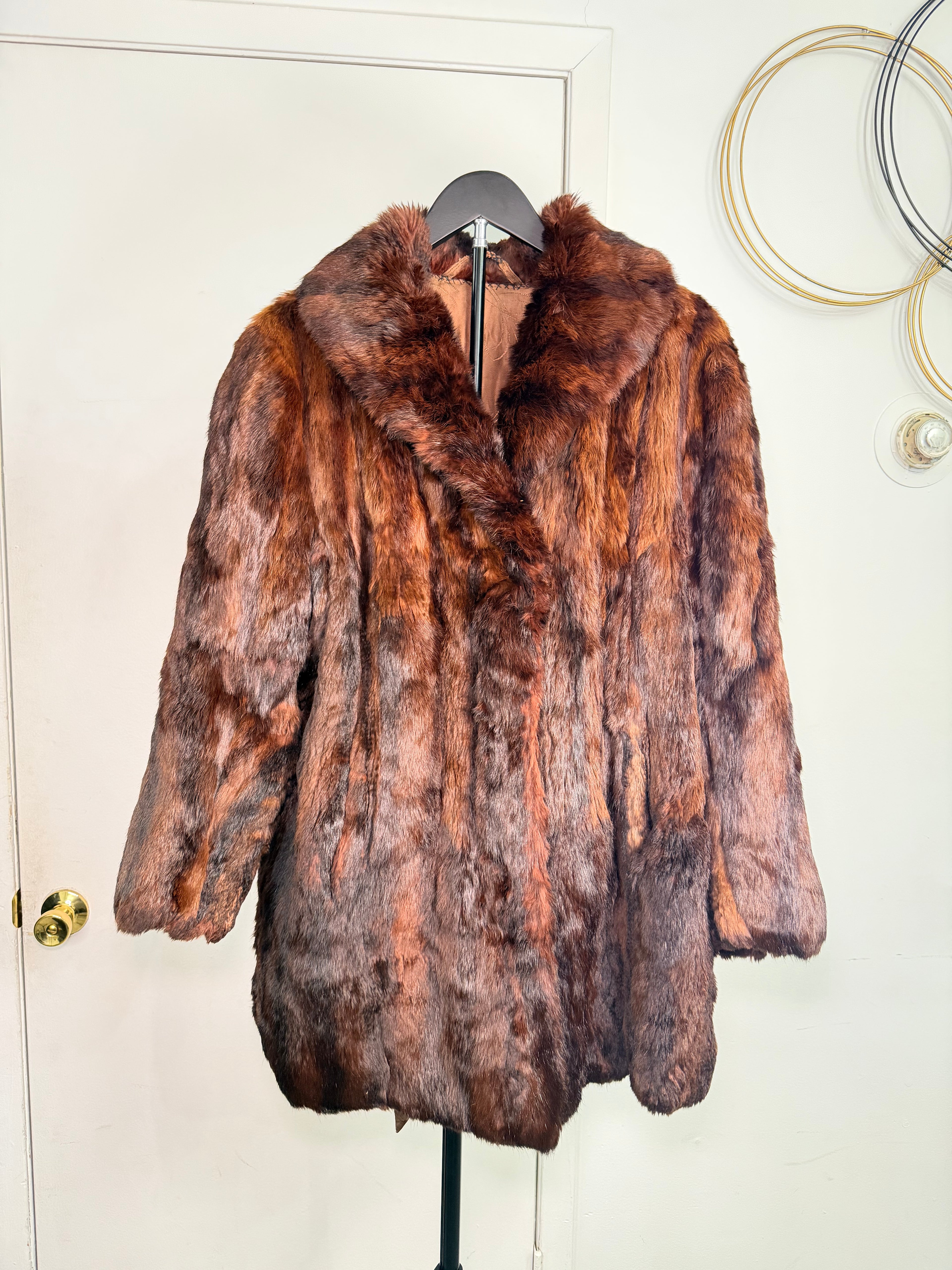 Vintage Mink Fur Coat – Warm Chestnut Brown (Large/ XL)