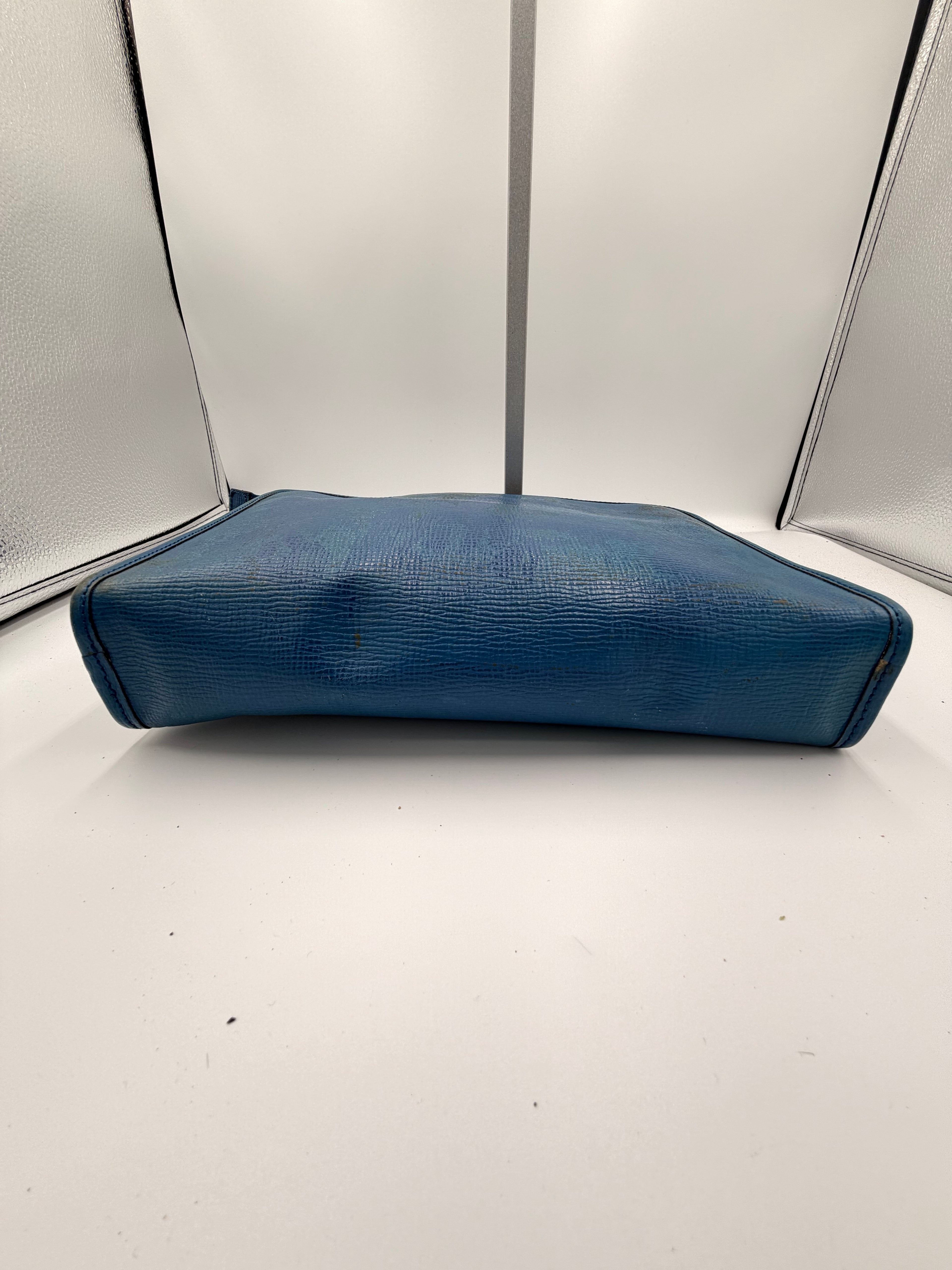 Celine Vintage Blue Leather Clutch