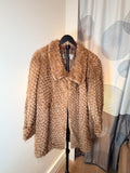 Vintage Real Knitted Mink Fur Swing Coat – Warm Camel Brown (XL–0X)