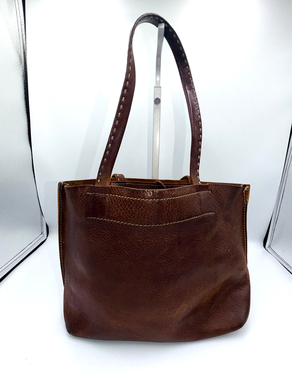 Miu Miu Distressed Leather Tote Bag – Brown