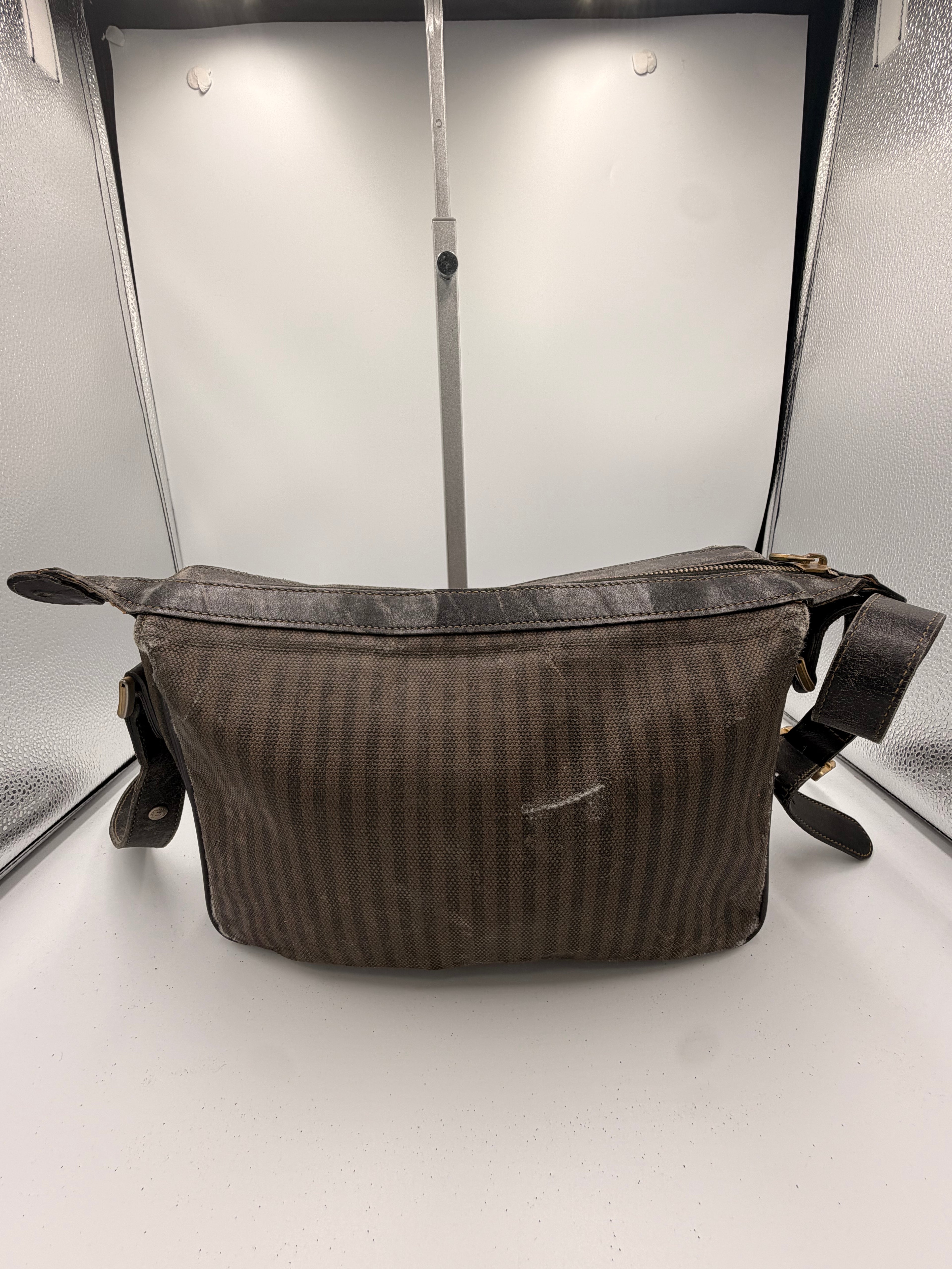 Fendi Pequin Striped Messenger Crossbody Bag