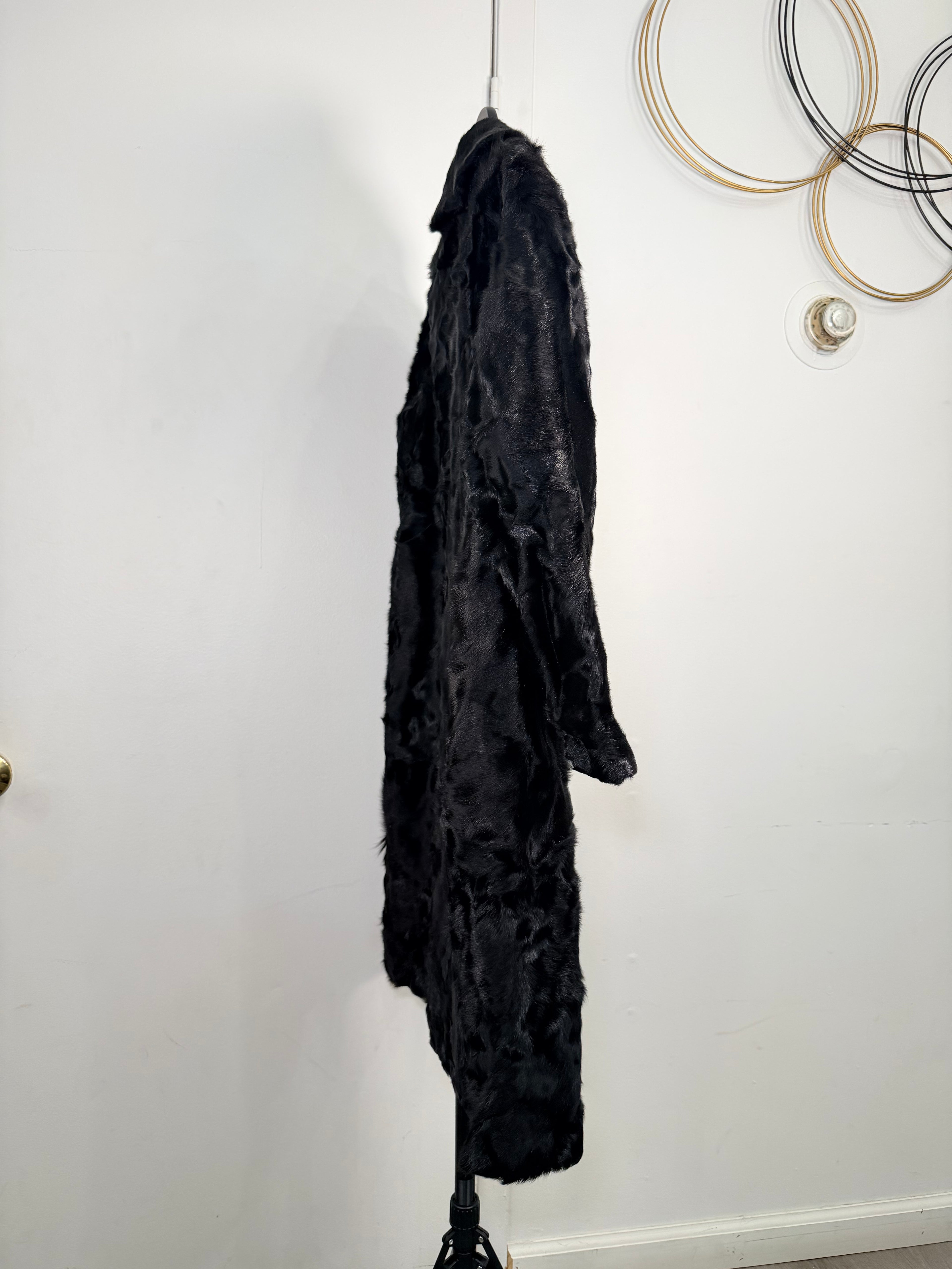 Vintage Persian Lamb Fur Coat – Deep Black (Small)