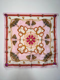 Céline Paris Silk Handkerchief Scarf in Pink Tassel & Chain Print