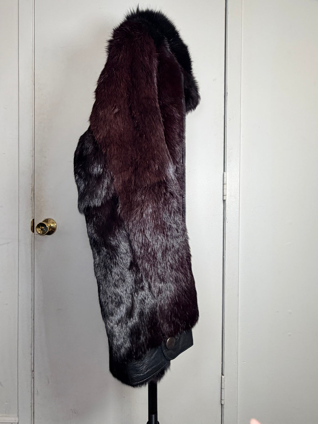 Vintage Black Mink Fur Jacket with Black Fox Collar - Medium 043