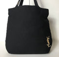 Yves Saint Laurent (YSL) Black Canvas Tote with Gold Monogram