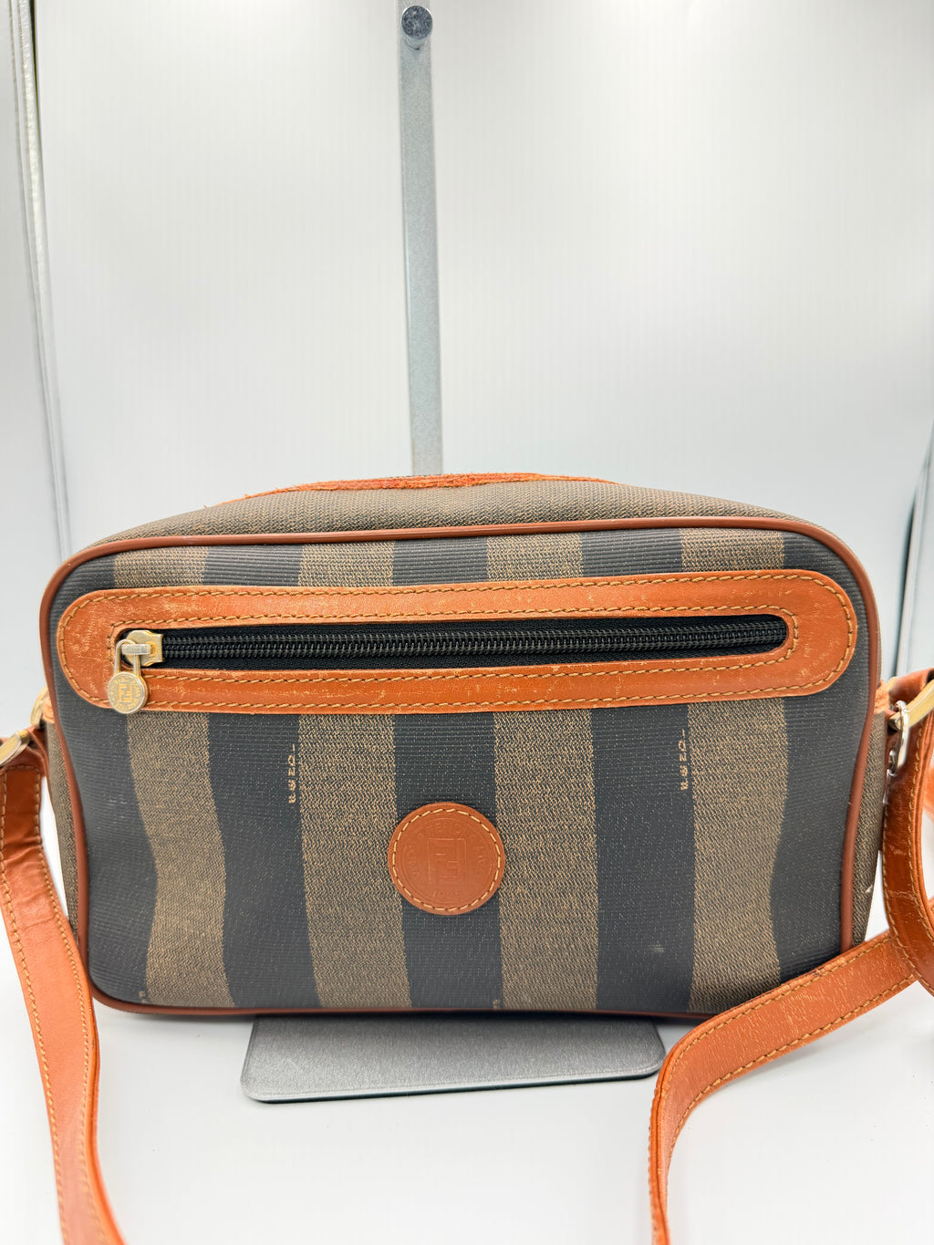 Fendi Pequin Stripe Crossbody Camera Bag