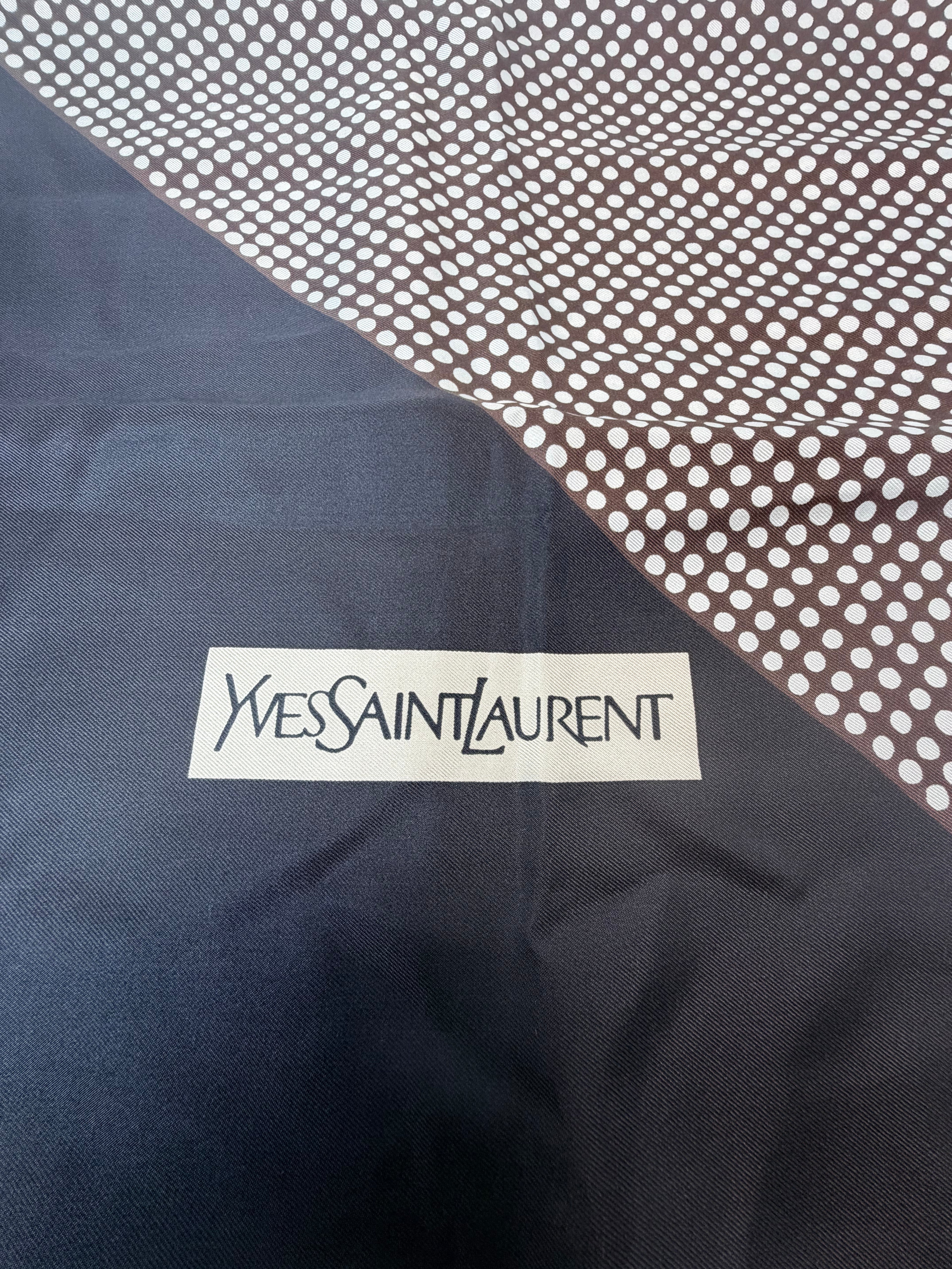 Yves Saint Laurent Silk Scarf – Polka Dot Colorblock