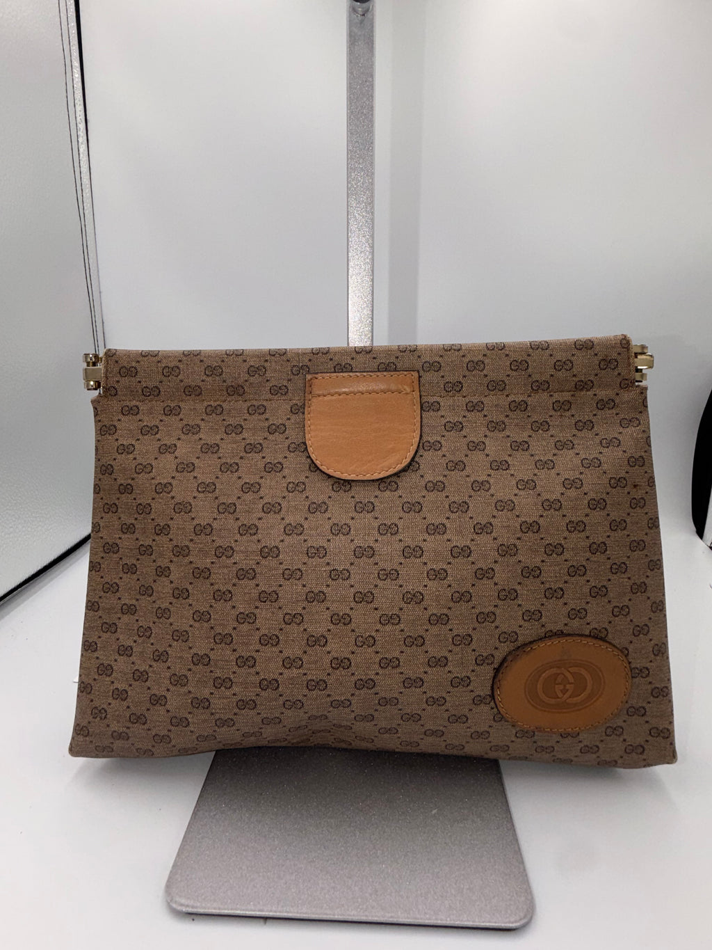 Gucci Vintage Monogram Suede-Lined Portfolio Clutch