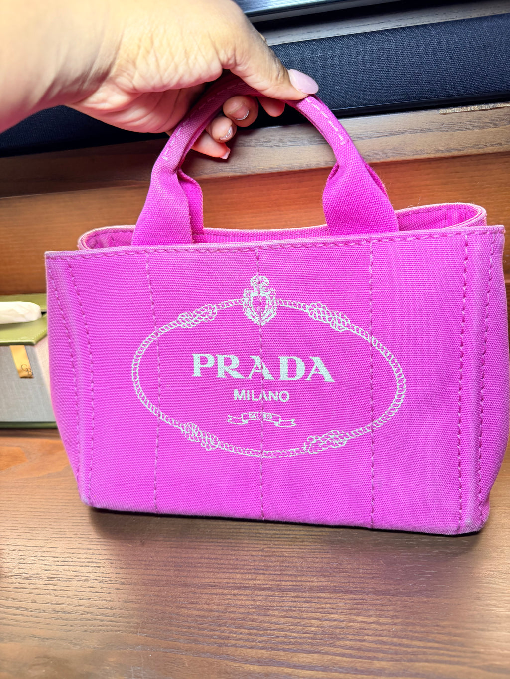 Prada Canapa Hot Pink Canvas Mini Tote Bag - with Dustbag