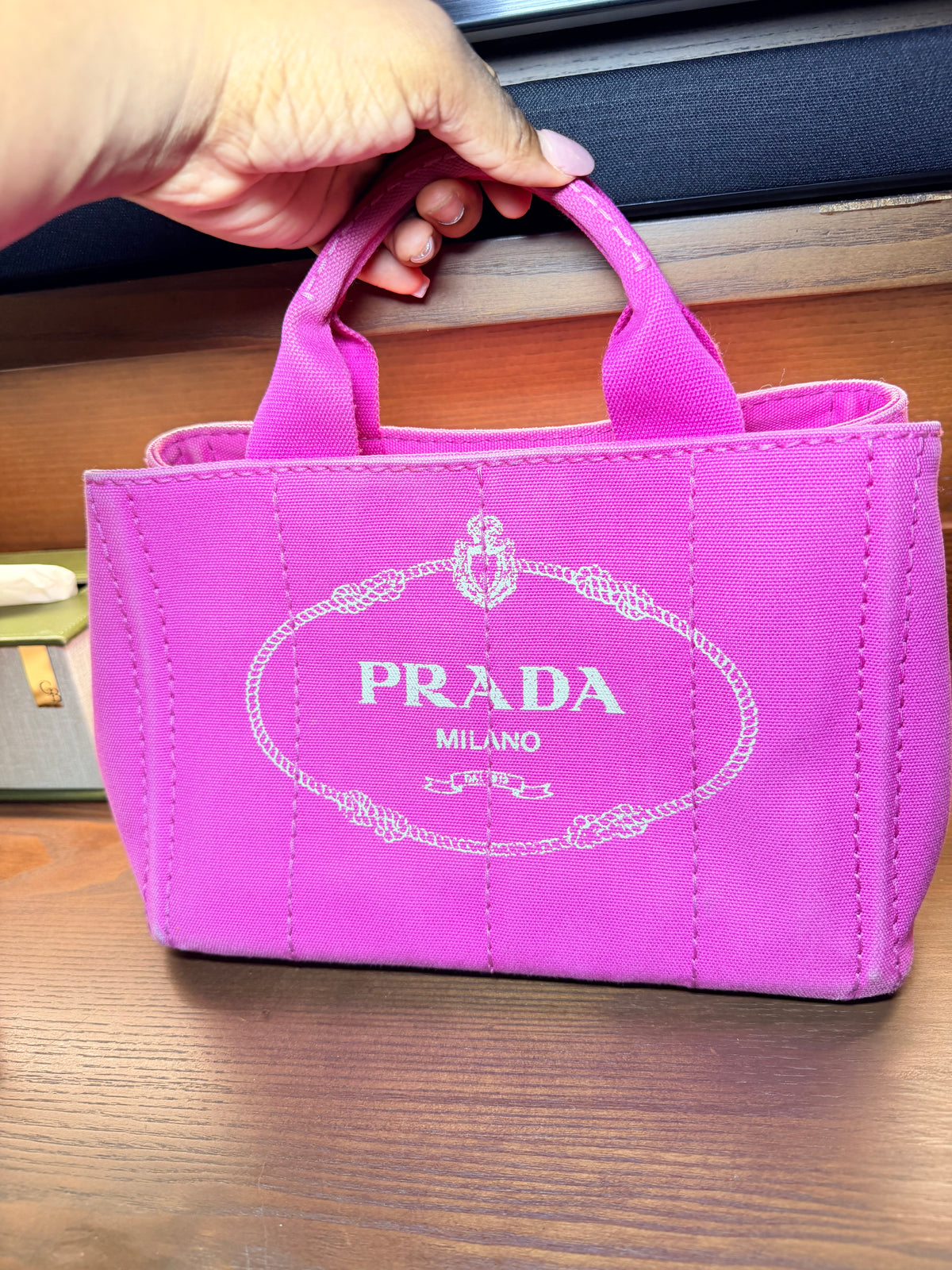 Prada Canapa Hot Pink Canvas Mini Tote Bag - with Dustbag