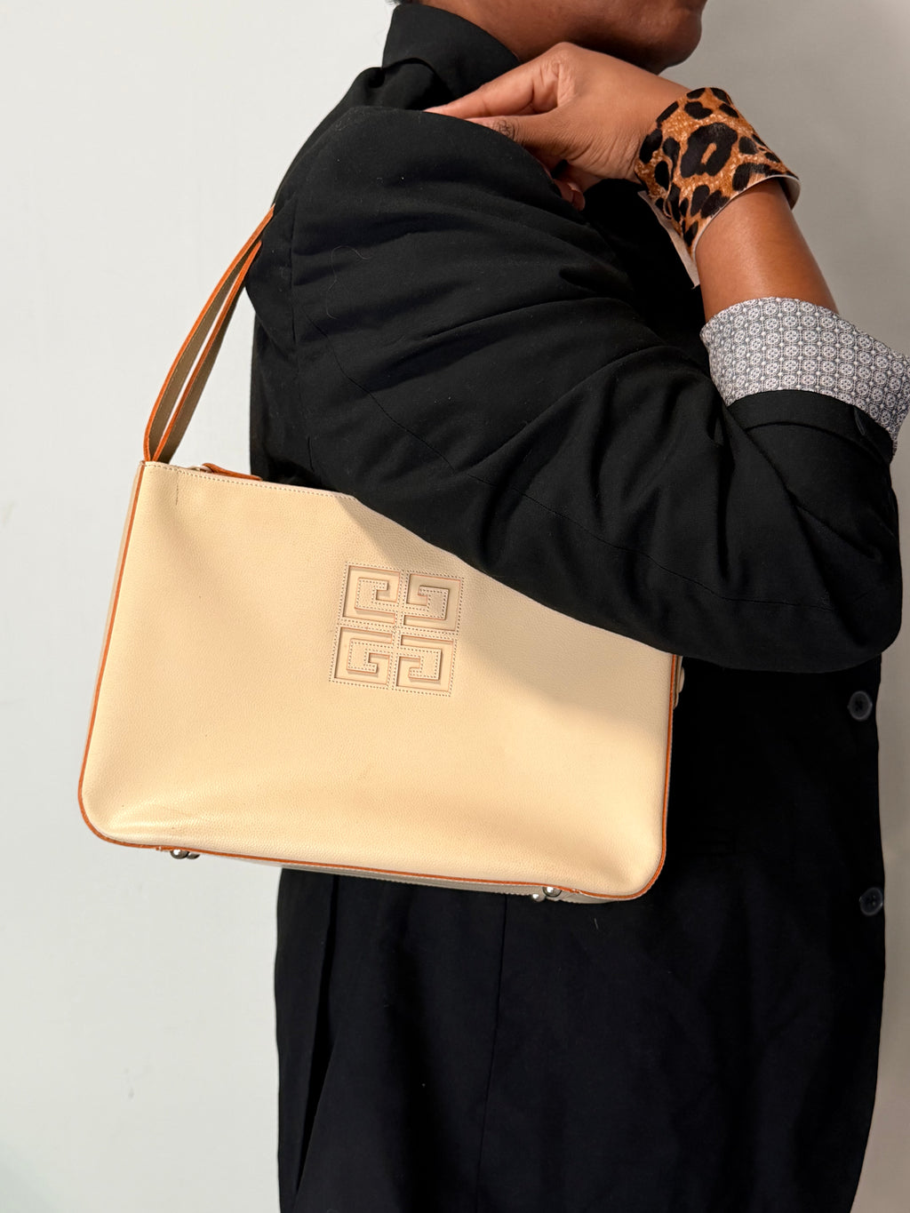 Givenchy Maroquinerie Beige Leather 4G Logo Shoulder Bag