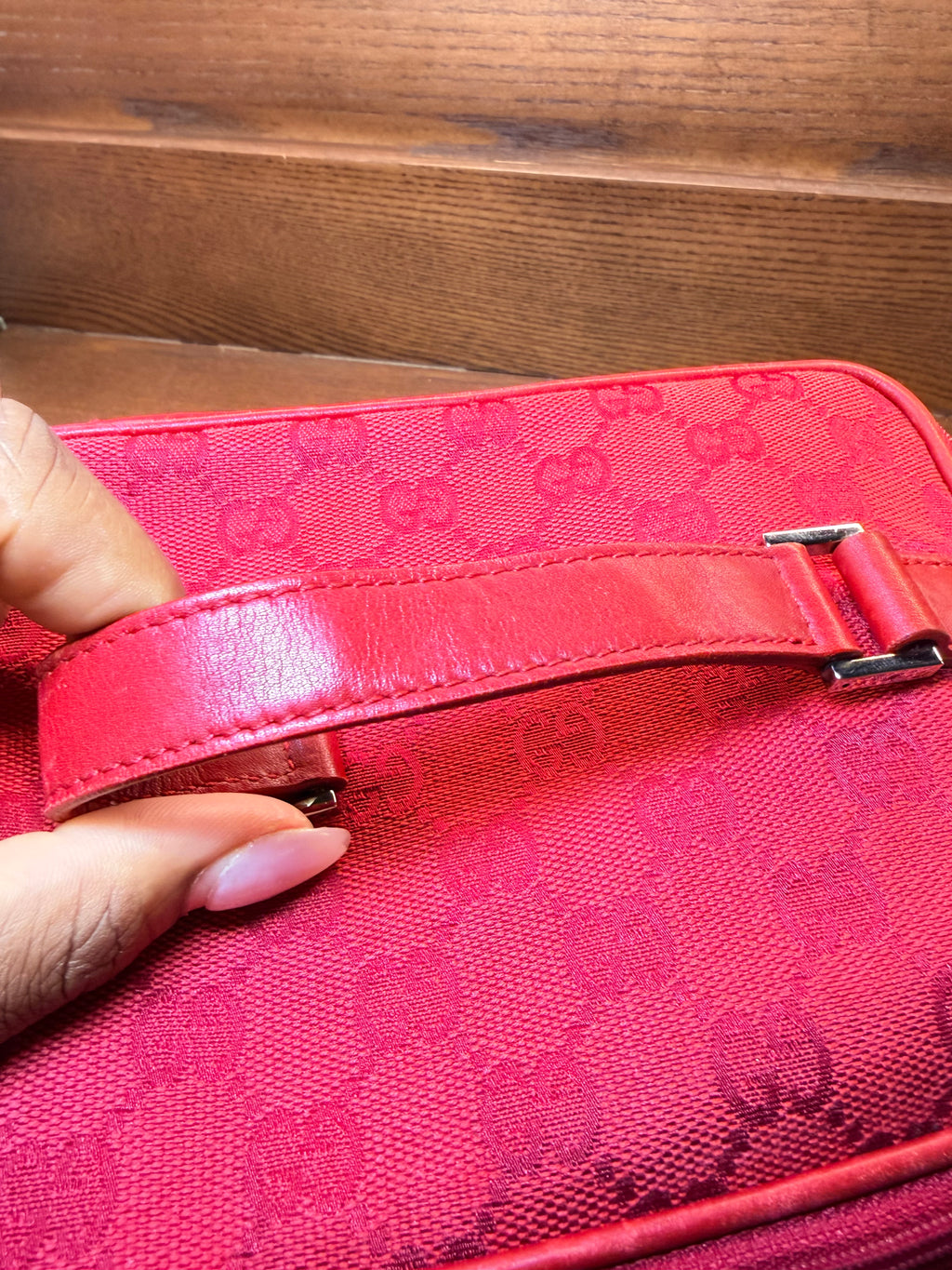 Gucci Red GG Monogram Vanity Case