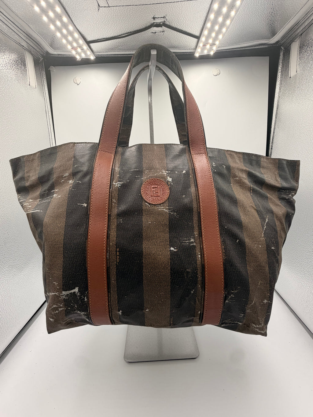 Fendi Pequin Striped Large Tote Bag
