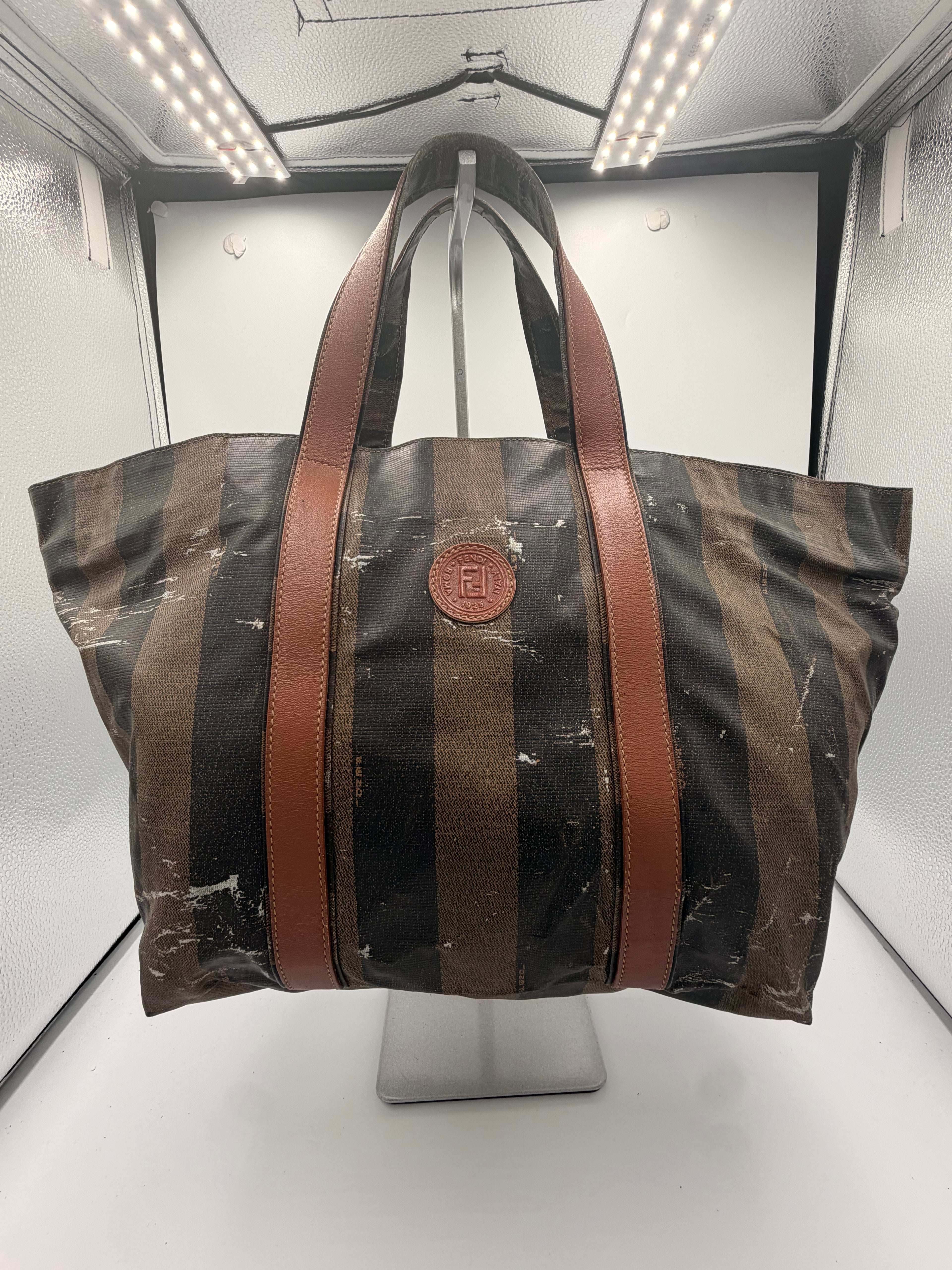 Fendi Pequin Striped Large Tote Bag