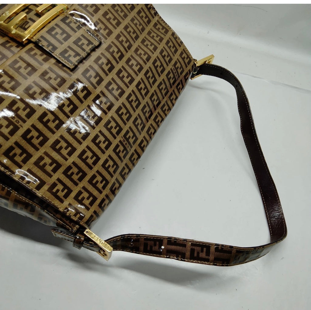 Fendi Zucca FF Patent MaMa Baguette – Brown