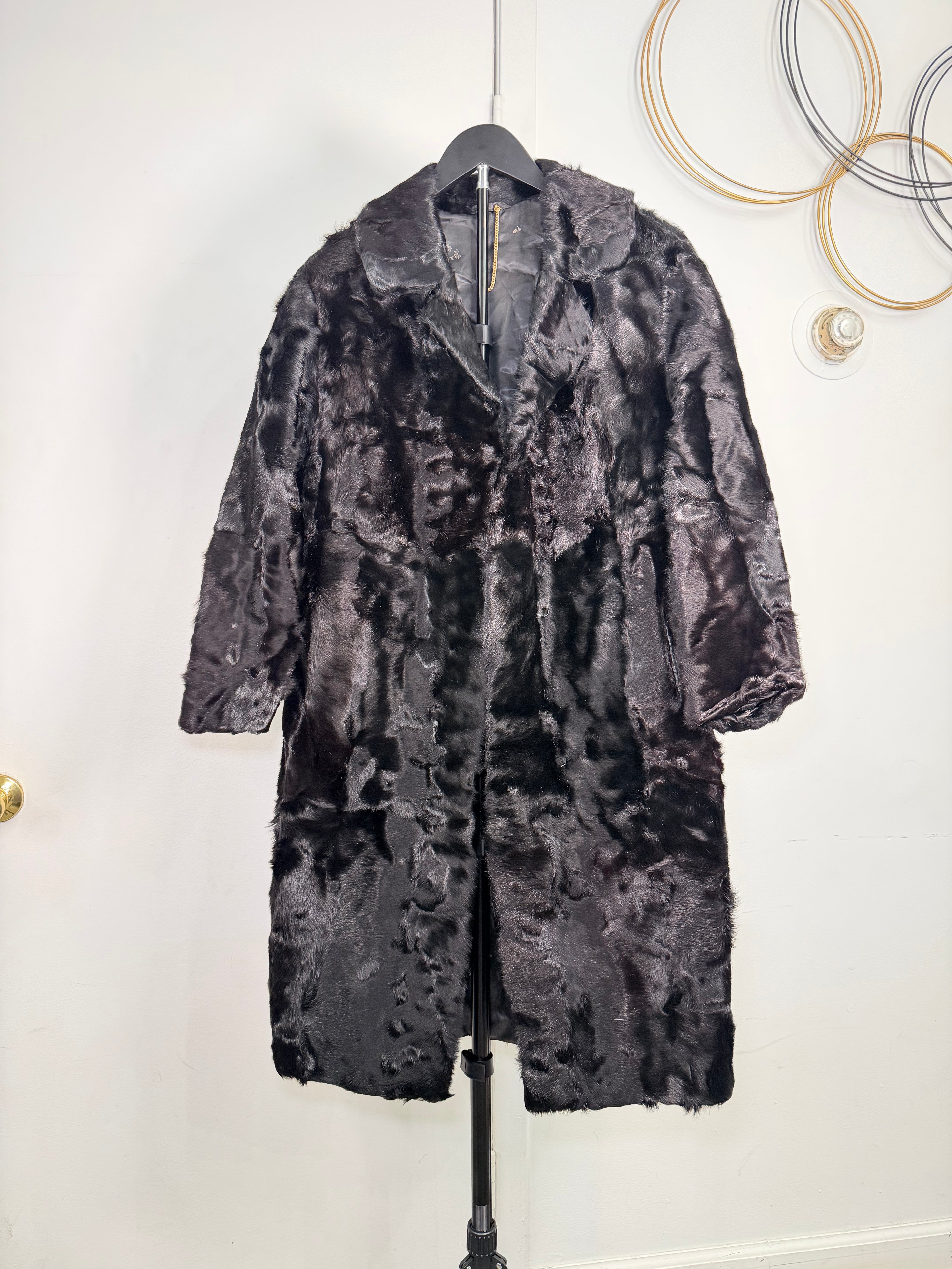 Vintage Persian Lamb Fur Coat – Deep Black (Small)