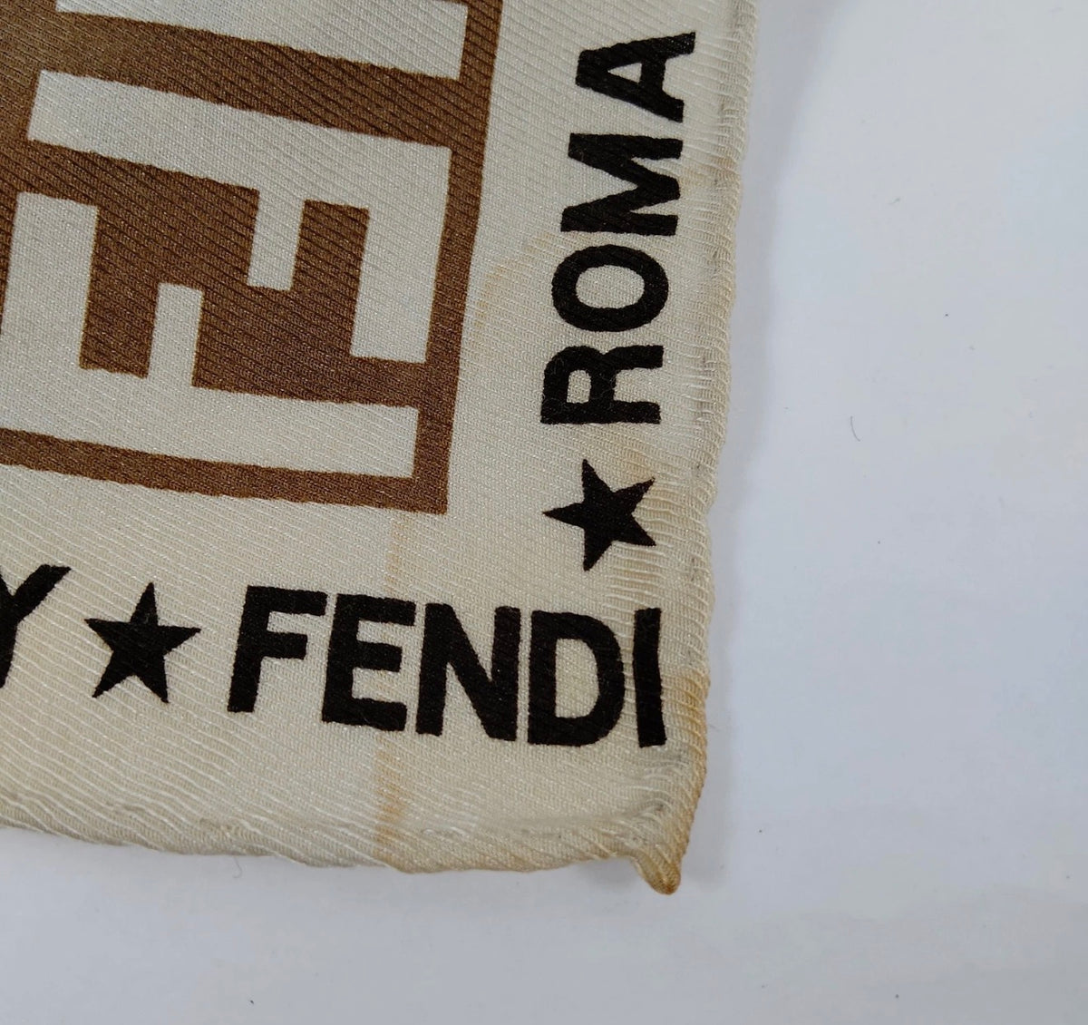 Fendi FF Zucca Monogram Silk Scarf – Brown & Ivory