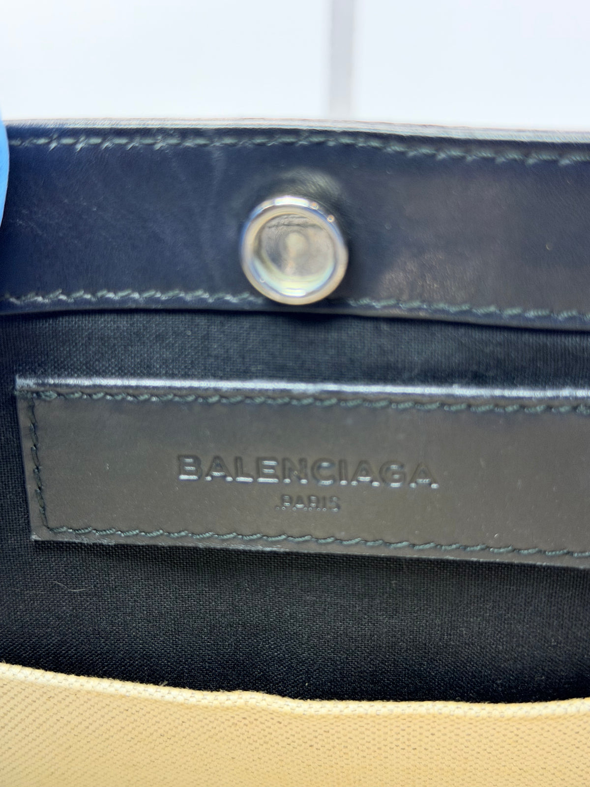 Balenciaga Navy Striped Canvas Crossbody Clutch Bag
