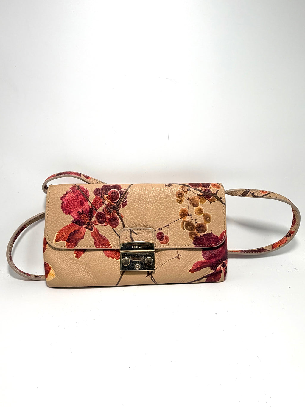 Furla Floral Leather Crossbody Bag