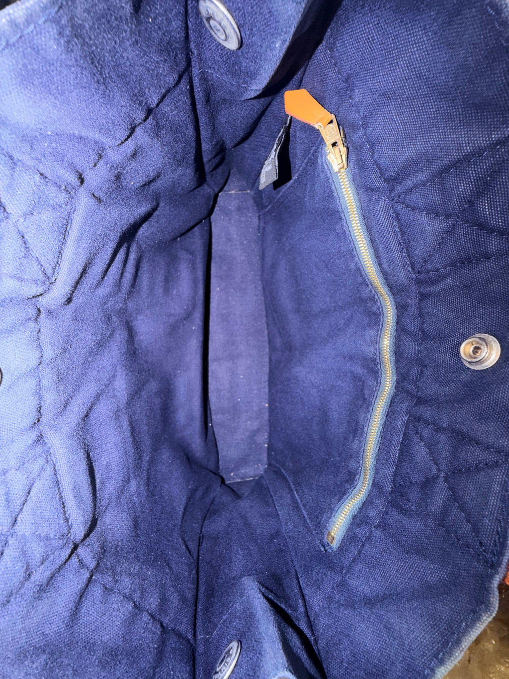Hermès Fourre-Tout Canvas Mini Tote Bag – Navy & Orange