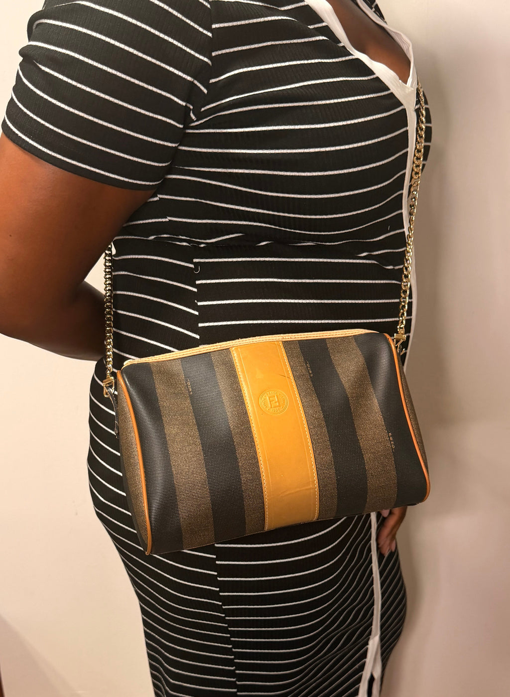 Fendi Pequin Stripe Crossbody Bag