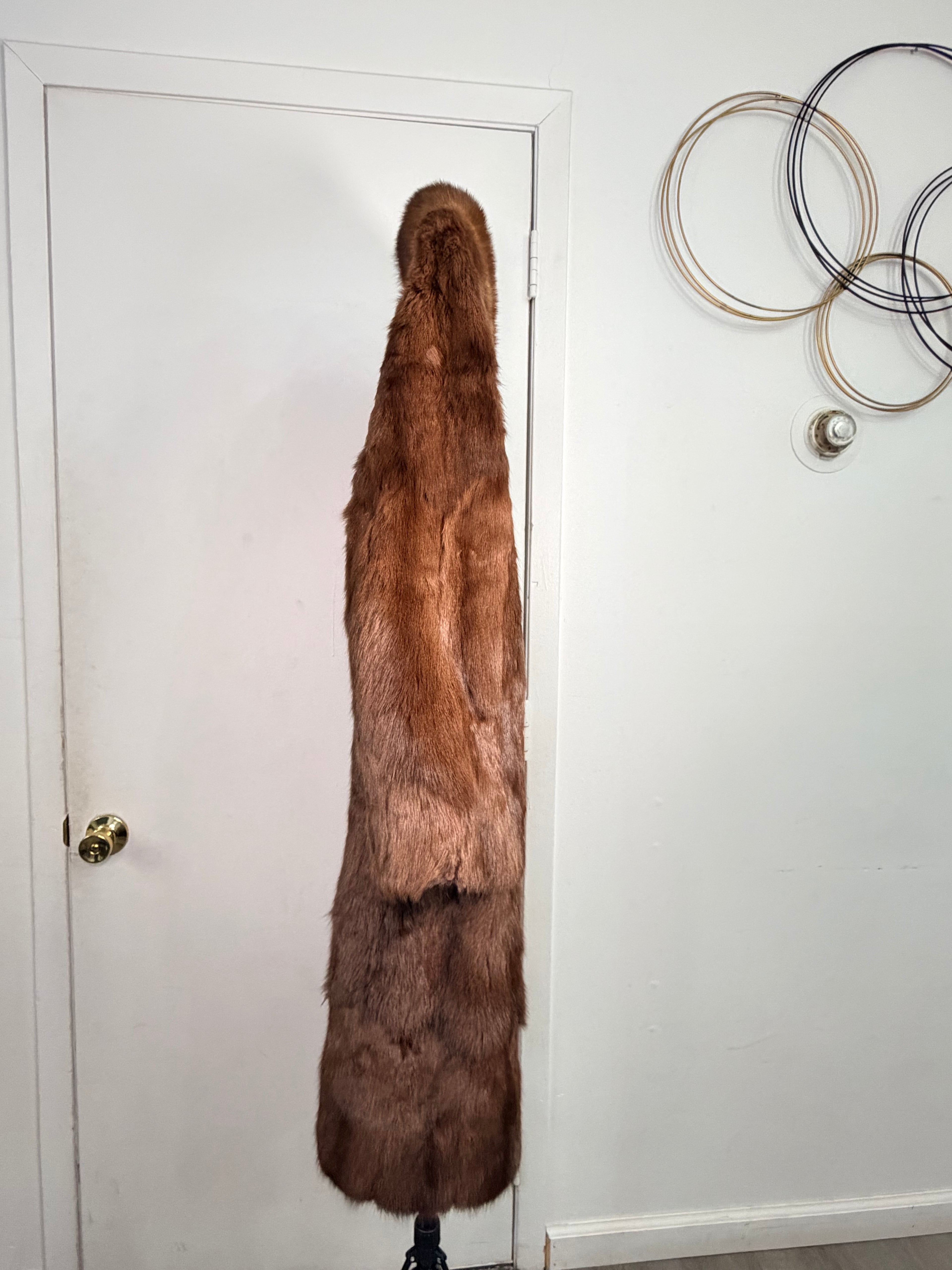 Vintage Mink Fur Coat with Fox Collar – Deep Brown (XL / 1X)