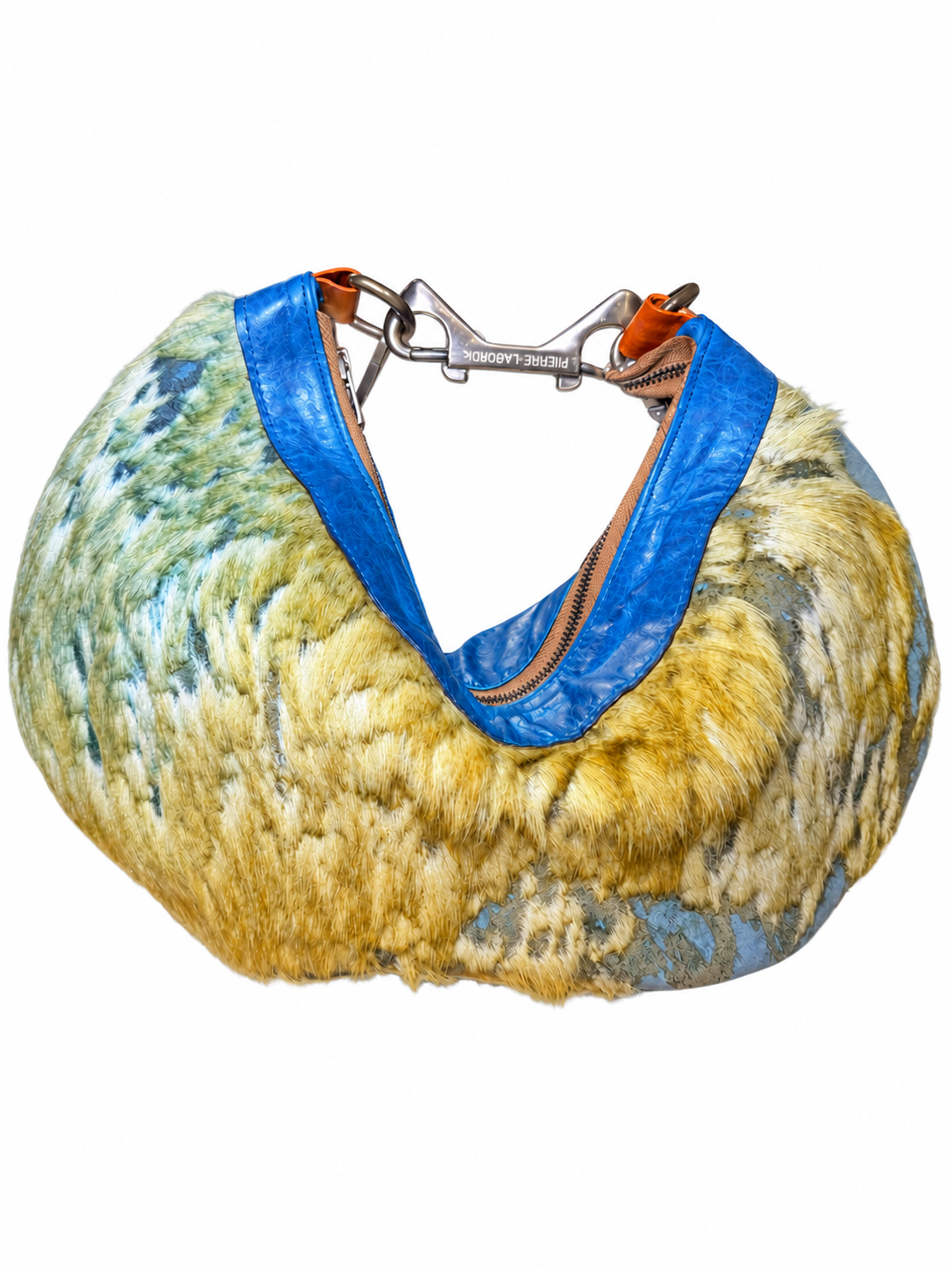 Pierre Laborde One-of-One Pony Hair & Leather Hobo Bag (Blue/Yellow)