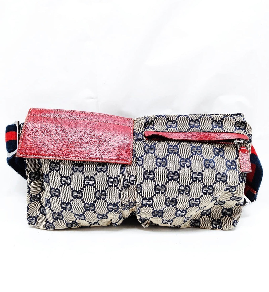 Gucci GG Canvas Belt Bag / Waist Bag (Blue/Red)