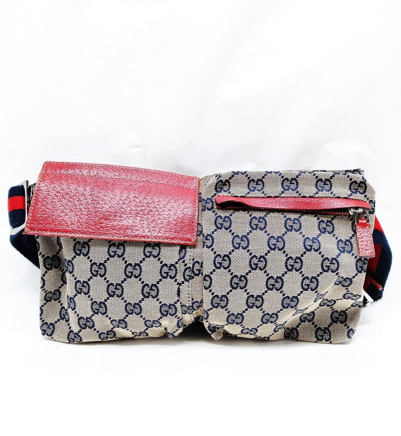Gucci GG Canvas Belt Bag / Waist Bag (Blue/Red)