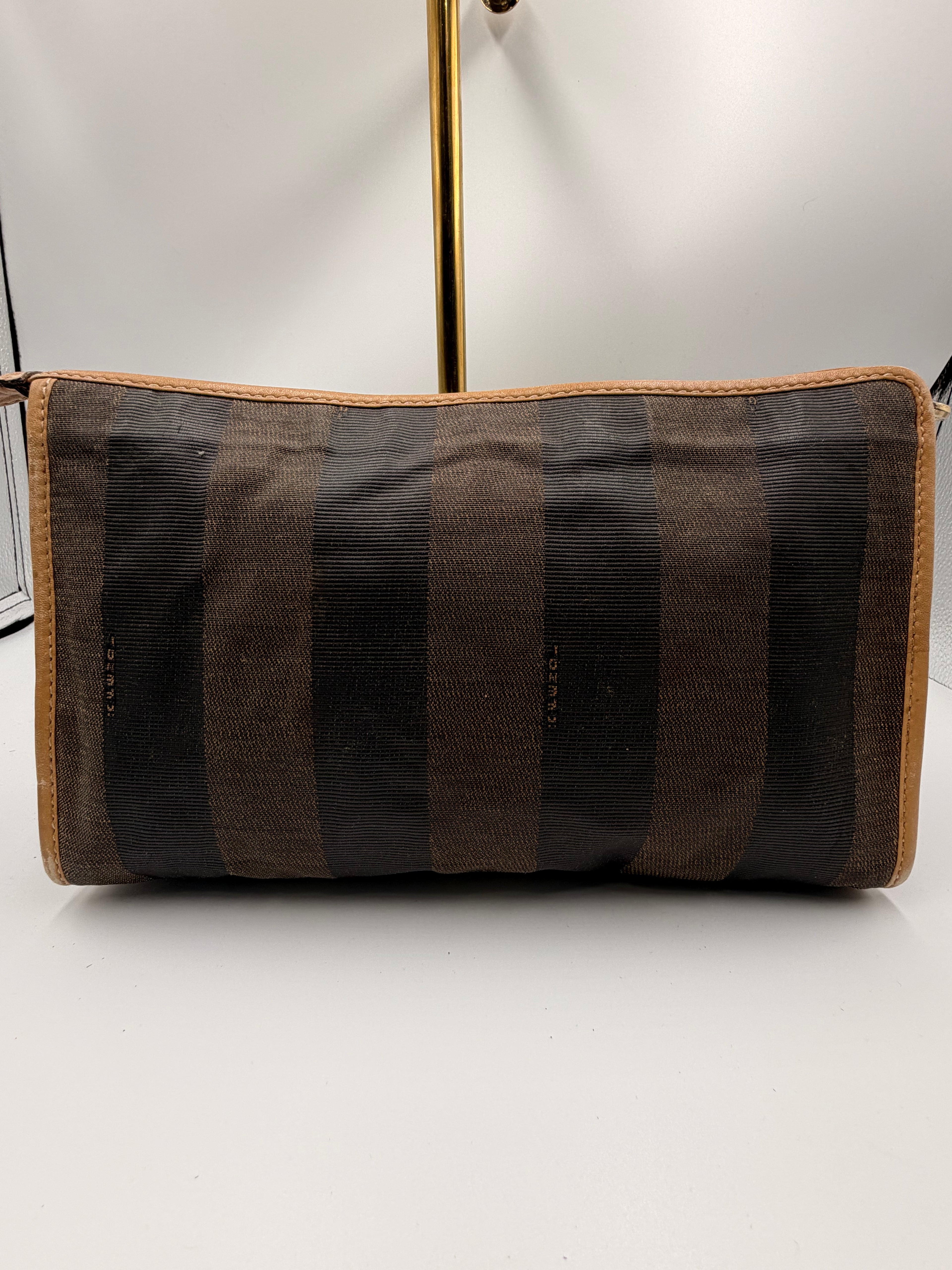 Fendi Pequin Zip Clutch / Cosmetic Case