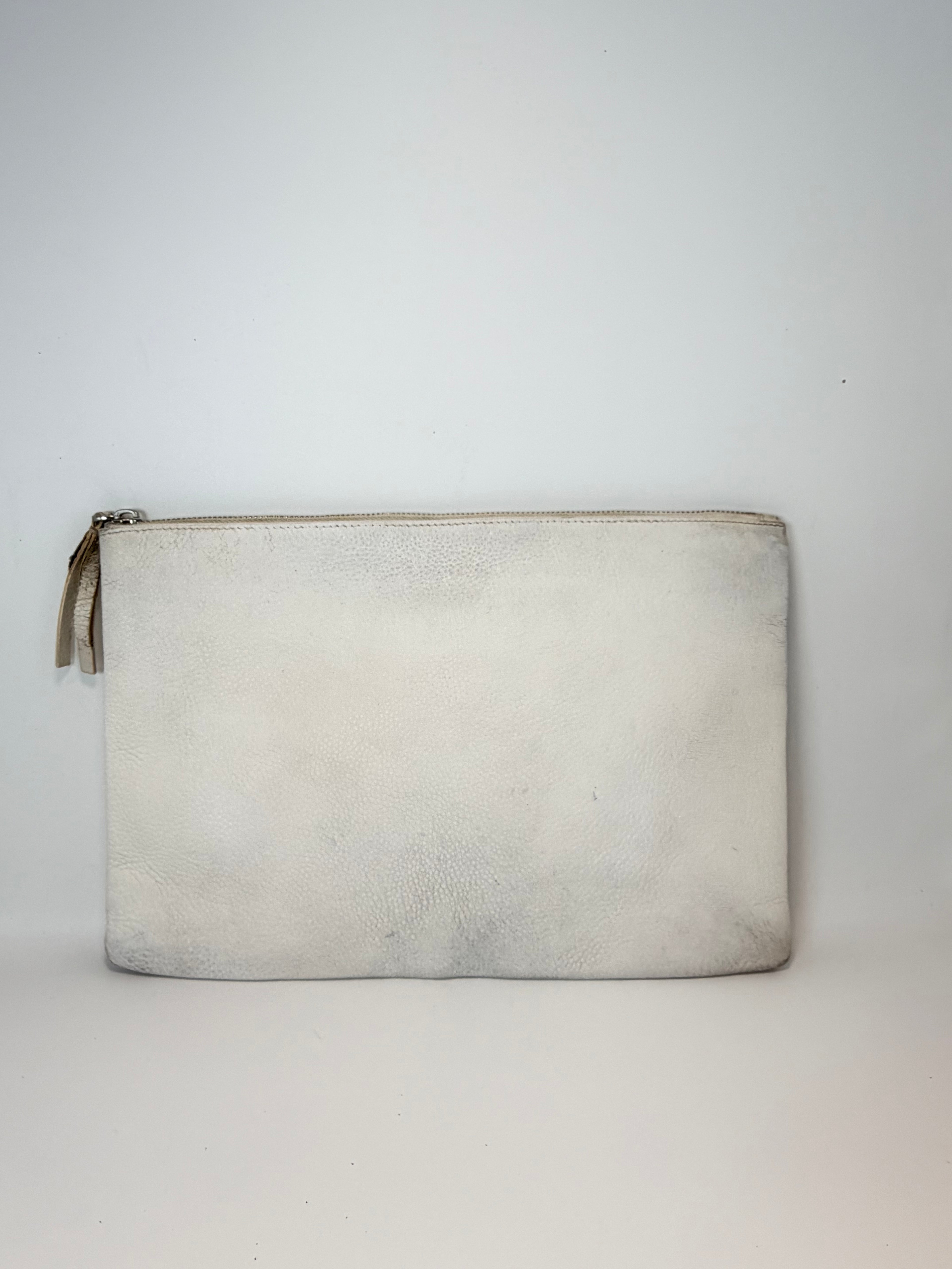Balenciaga White Leather Logo Pouch / Clutch (Restored Exterior)