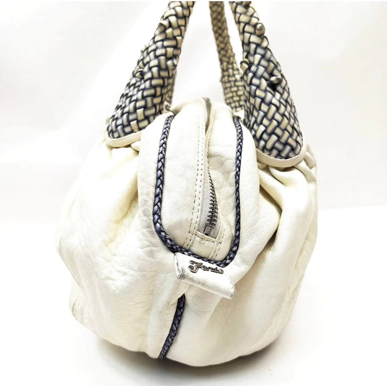 Fendi Spy Bag – White Nappa Leather Braided Handle Satchel