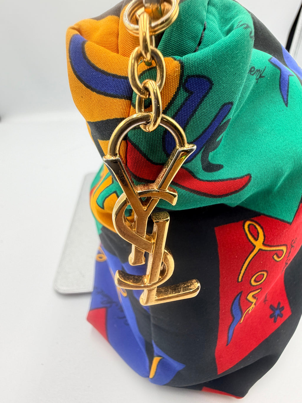 Yves Saint Laurent LOVE Print Multicolor Pouch Bag
