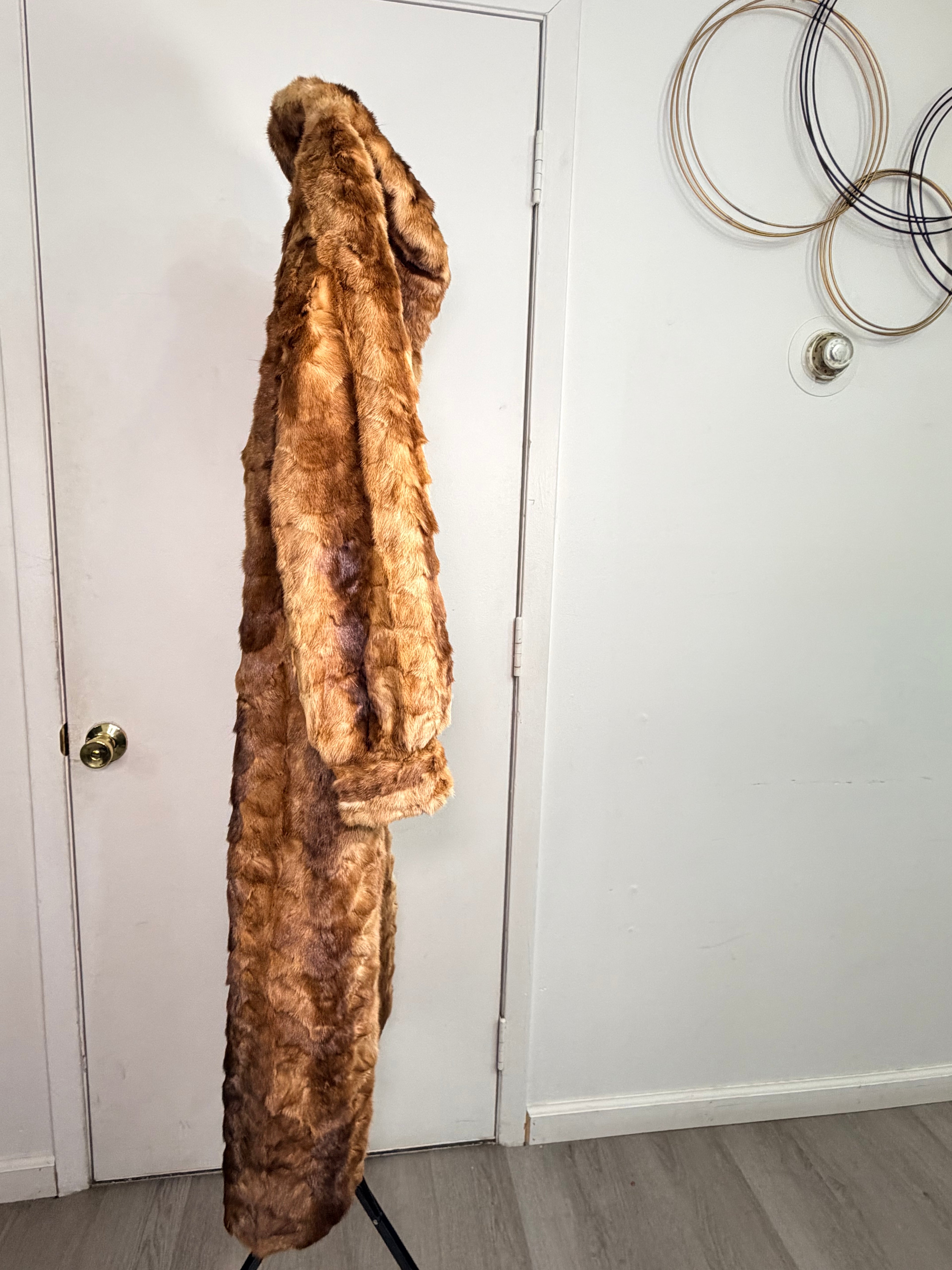 Vintage Rabbit Fur Coat – Golden Honey Brown (Large)