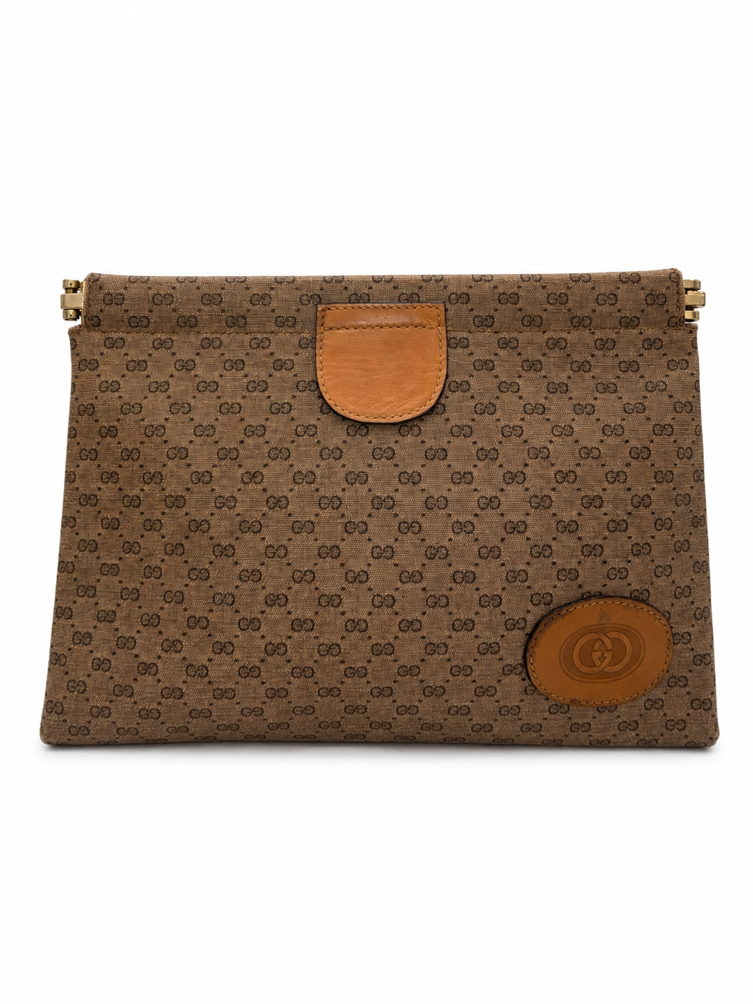 Gucci Vintage Monogram Suede-Lined Portfolio Clutch