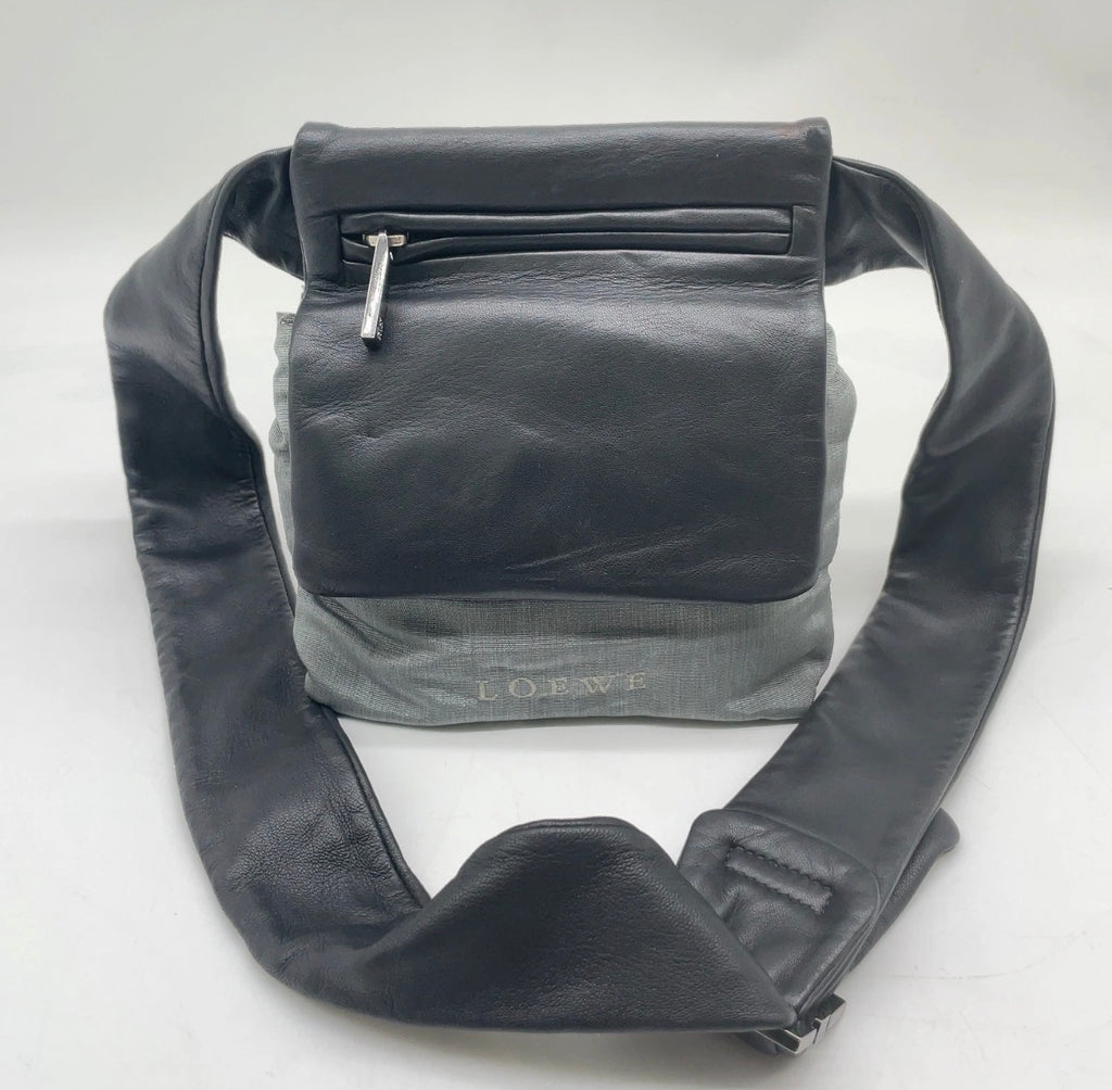 Loewe Leather Belt Bag – Black / Grey