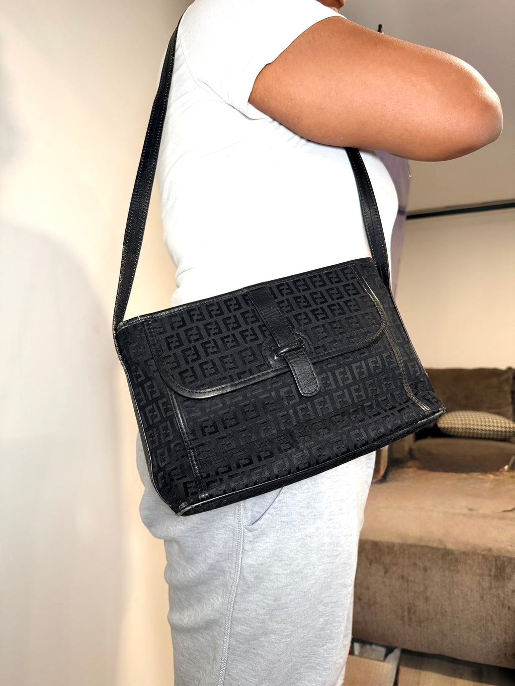 Fendi Black Monogram Shoulder Bag