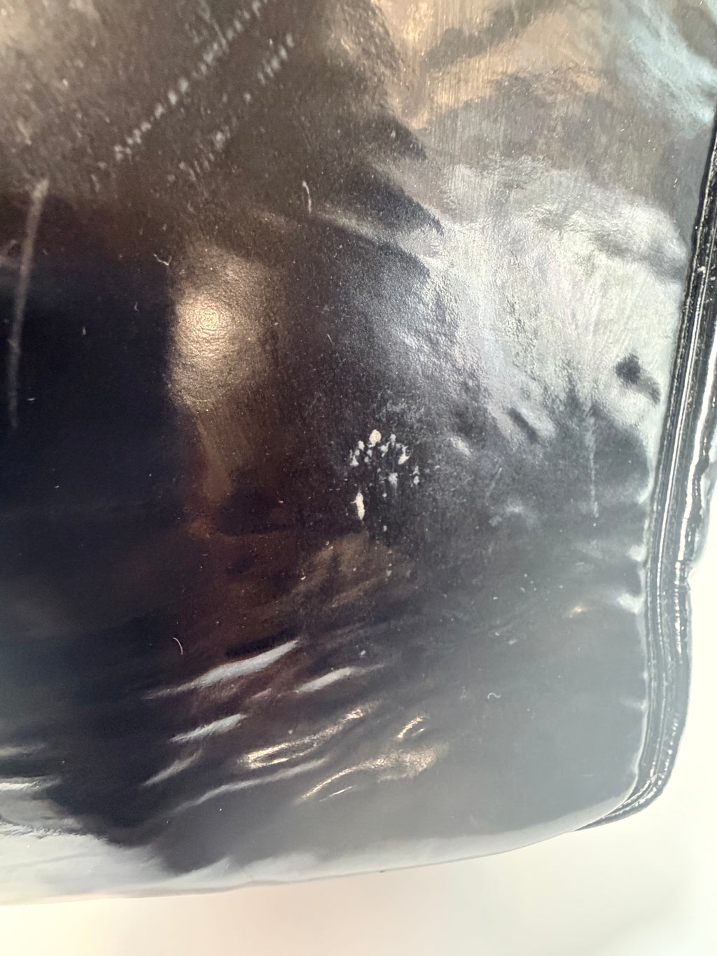 Chanel Black Patent Leather Perforated CC Tote