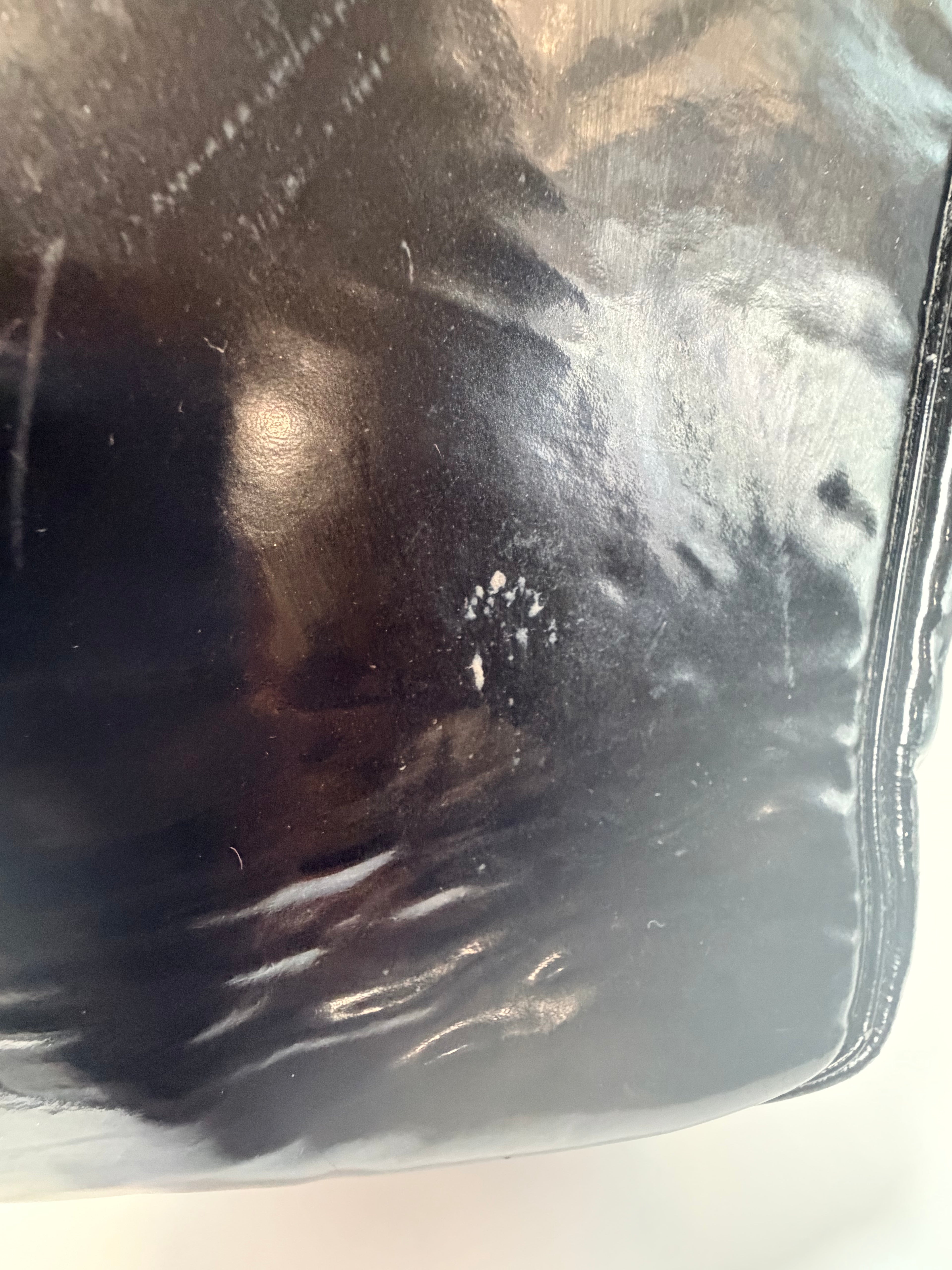 Chanel Black Patent Leather Perforated CC Tote