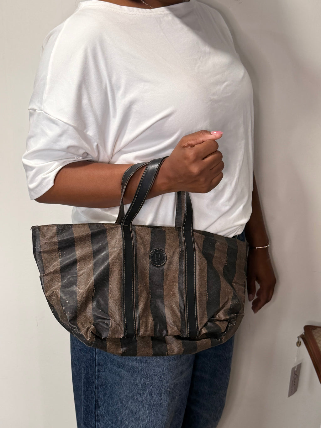 Vintage Fendi Pequin Stripe Tote