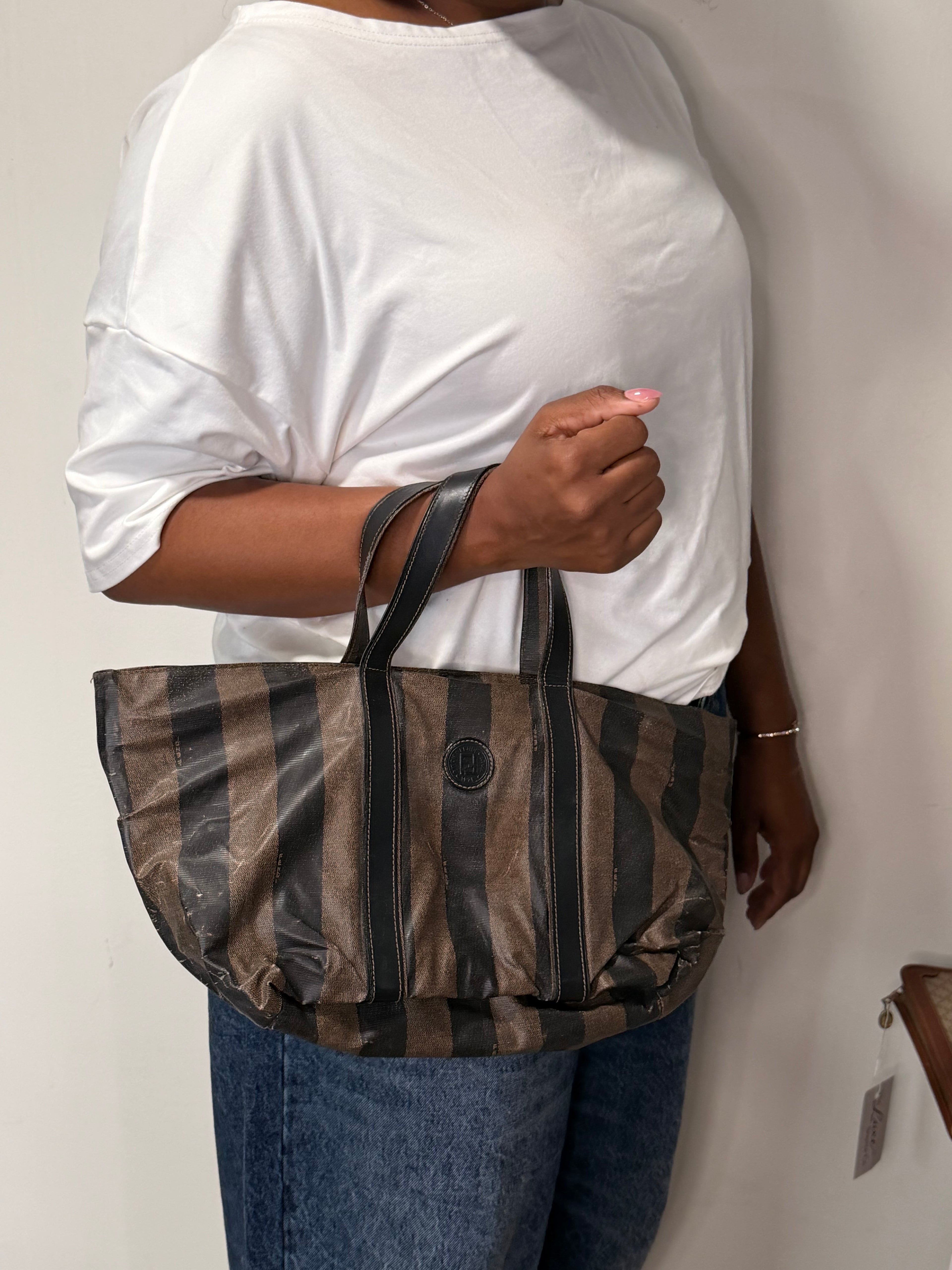 Vintage Fendi Pequin Stripe Tote