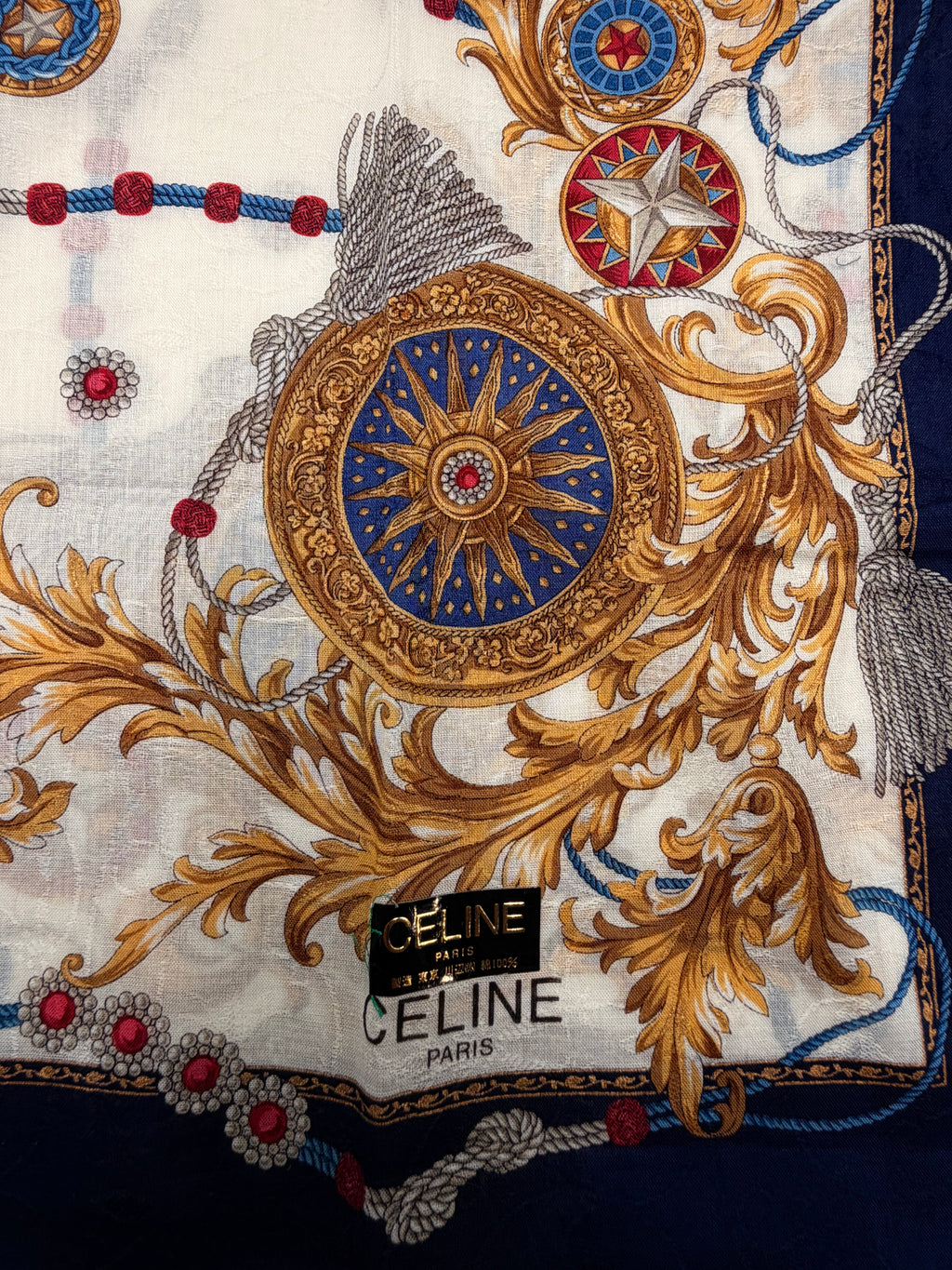 Celine Paris Medallion & Tassel Scarf – With Tags