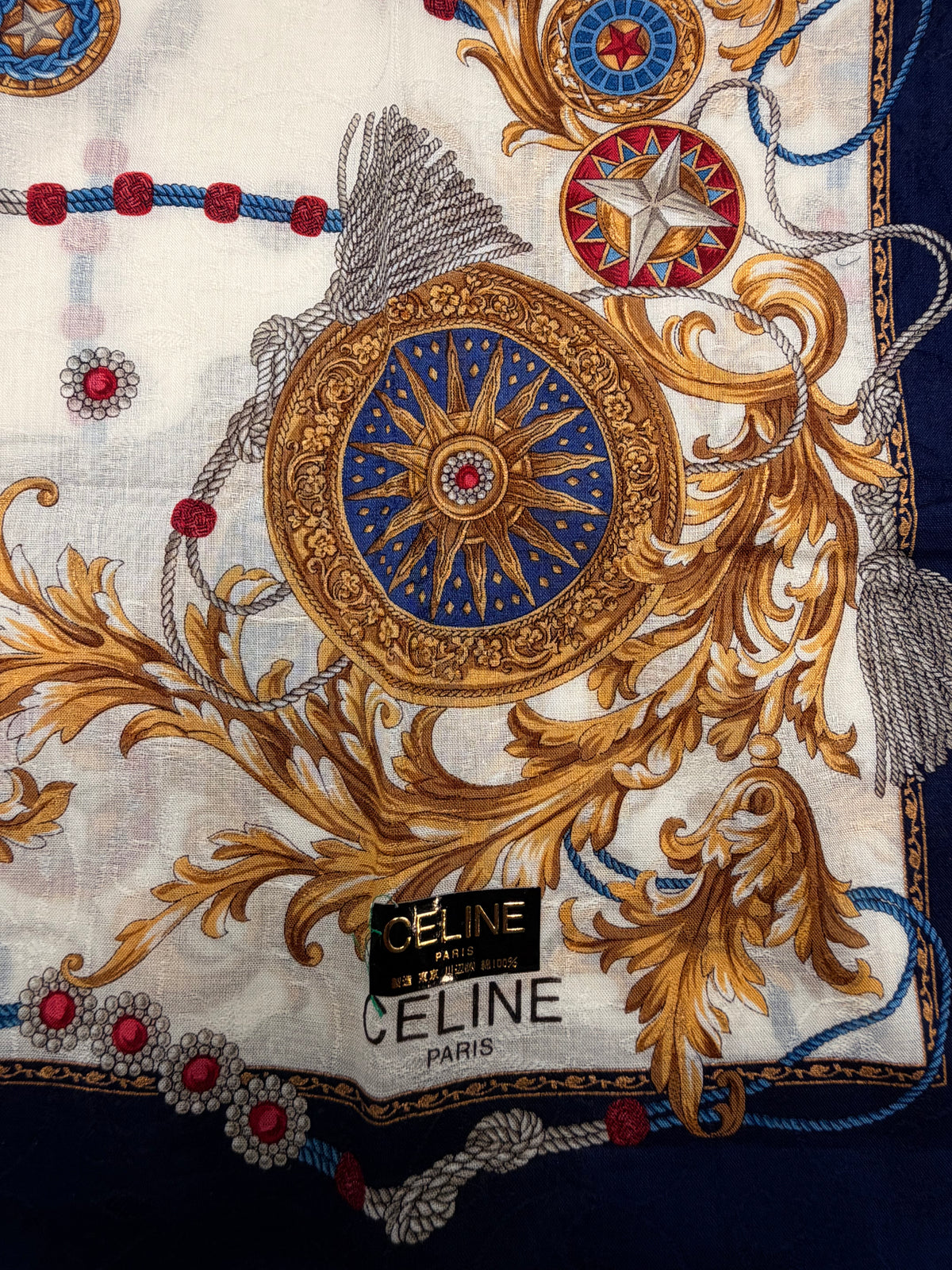 Celine Paris Medallion & Tassel Scarf – With Tags