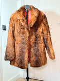 Vintage Rabbit Fur Coat – Warm Brown Tones  (Small)