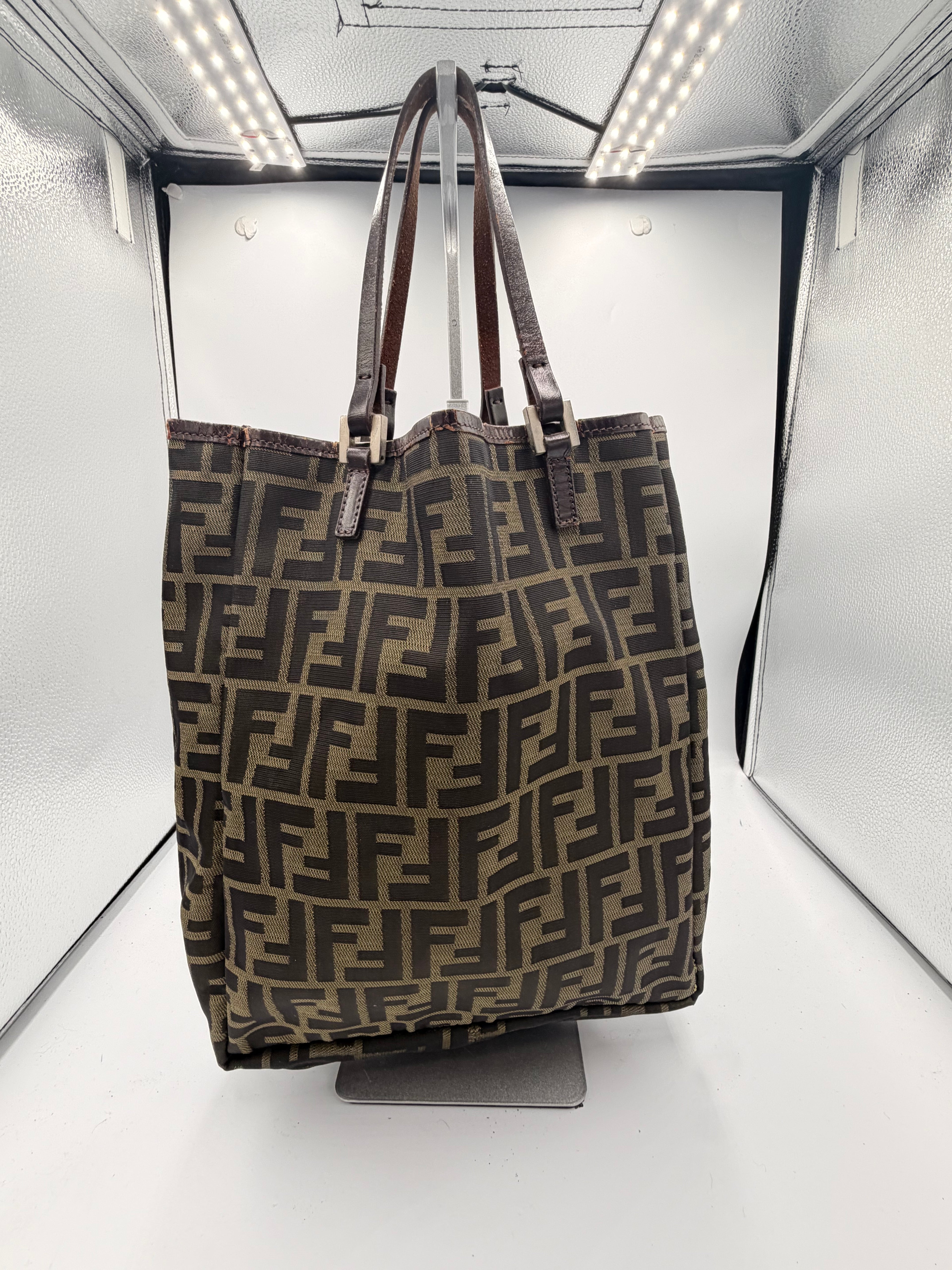 Fendi Zucca Shopper Tote with Matching Pouch
